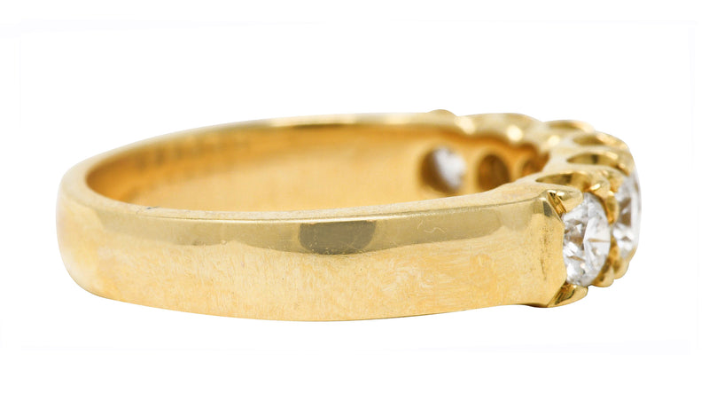 Vintage 0.90 CTW Diamond 14 Karat Yellow Gold Fishtail Wedding Band Ring Wilson's Estate Jewelry