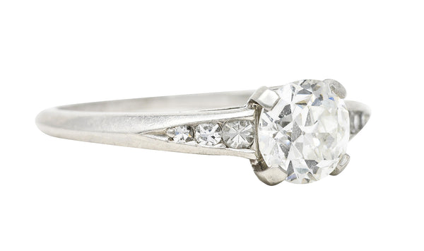 Art Deco Old European Diamond Platinum Cathedral Engagement Ring GIA Wilson's Estate Jewelry