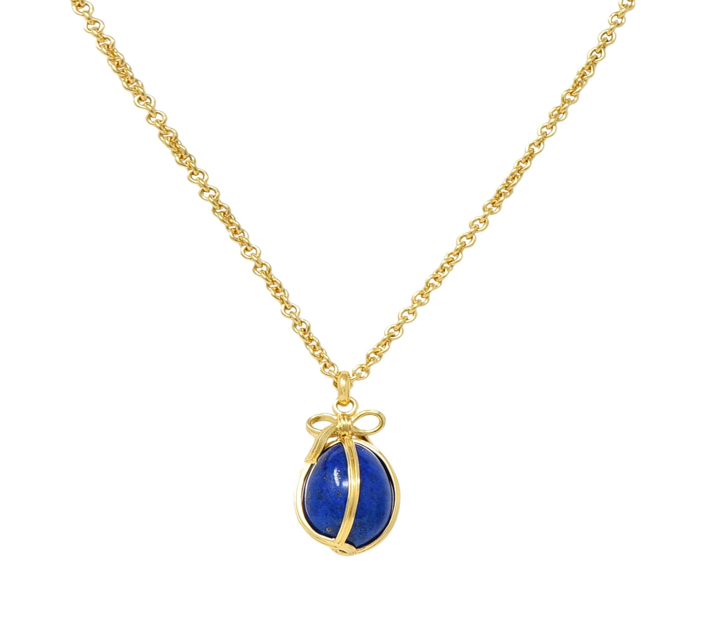 Jean Schlumberger Tiffany & Co. 1970's Lapis Lazuli 18 Karat Gold Egg Necklace