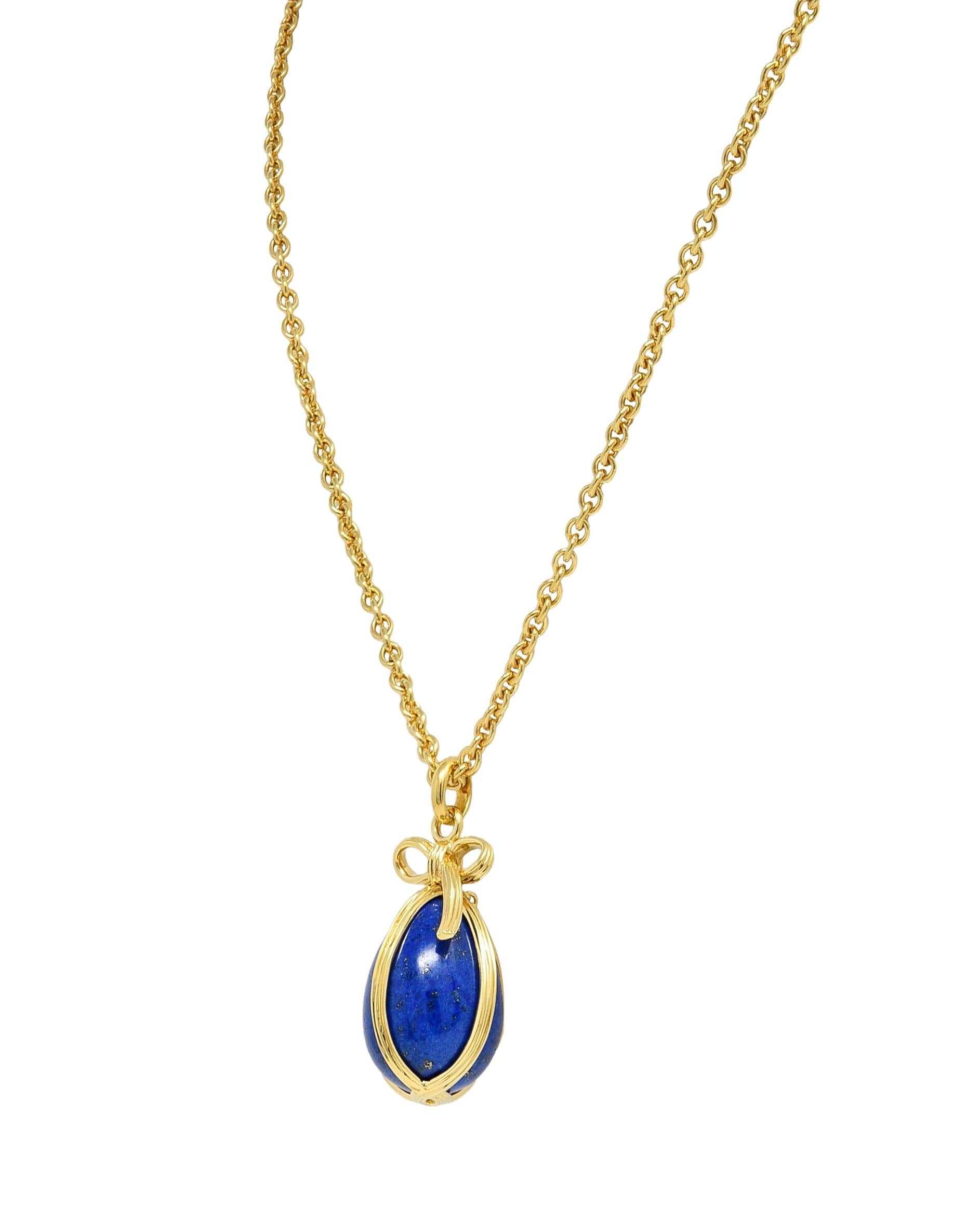 Jean Schlumberger Tiffany & Co. 1970's Lapis Lazuli 18 Karat Gold Egg Necklace