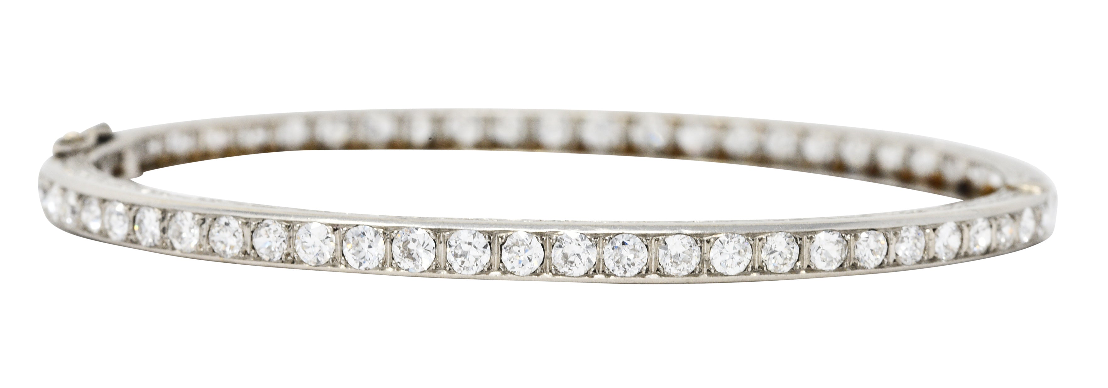 French Art Deco Diamond Platinum Bangle Braceletbracelet - Wilson's Estate Jewelry