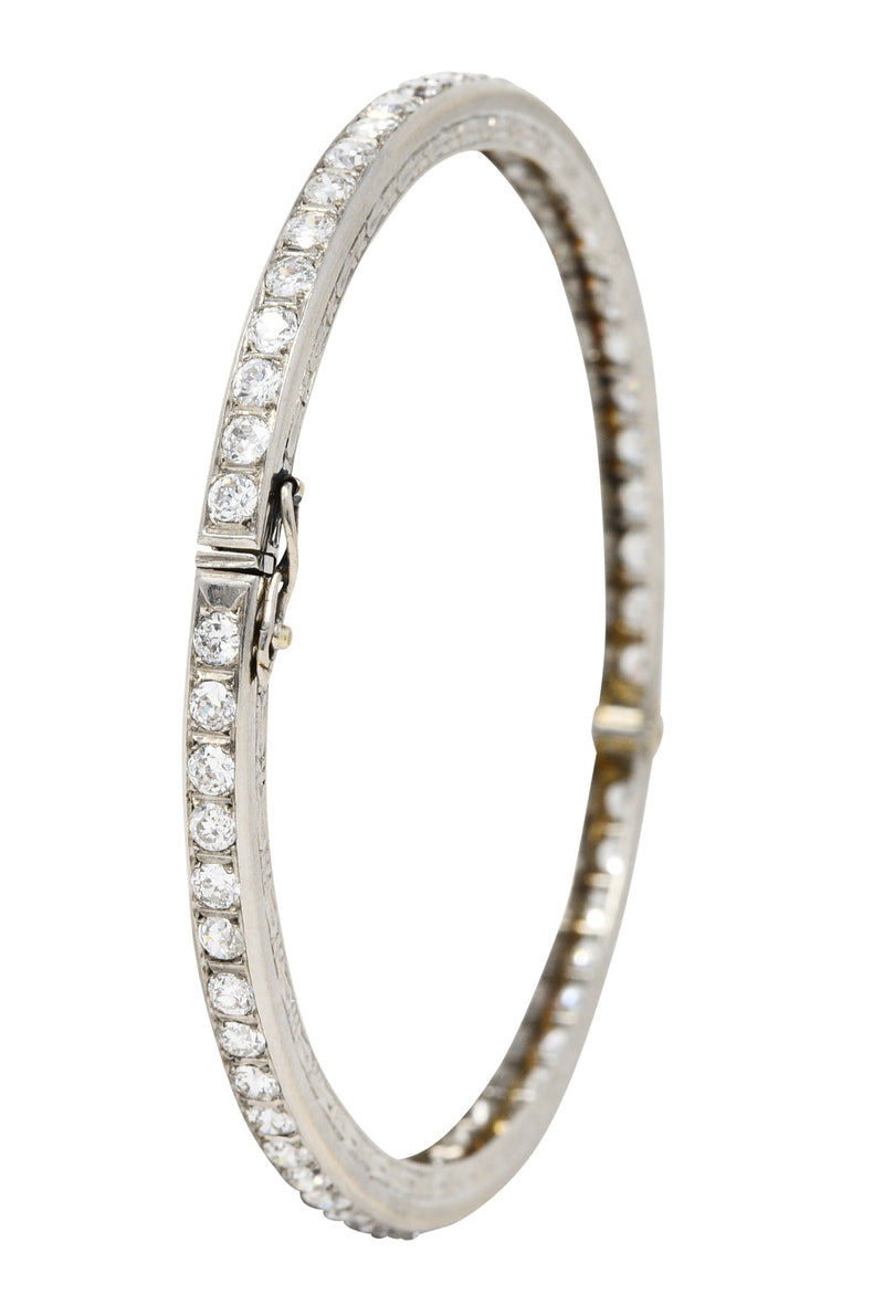 French Art Deco Diamond Platinum Bangle Braceletbracelet - Wilson's Estate Jewelry