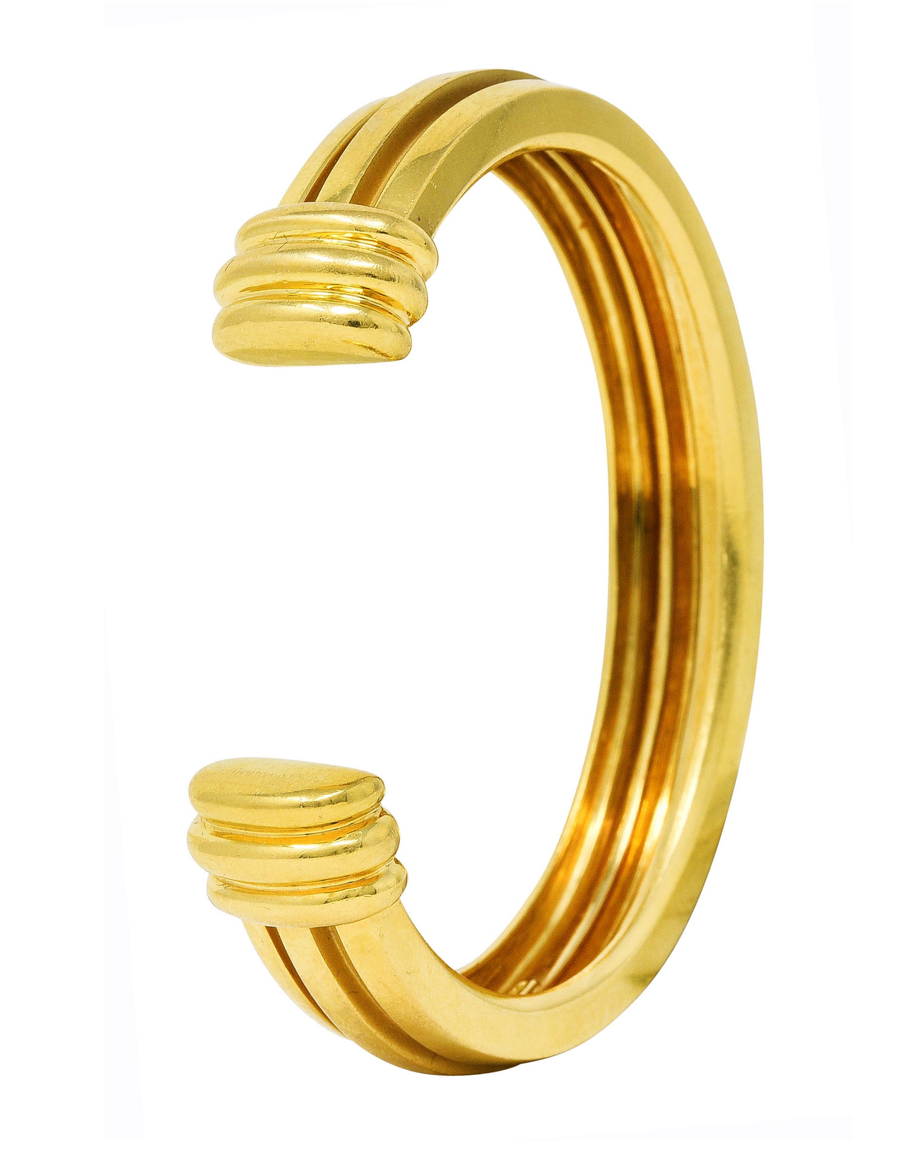 Tiffany & Co. Vintage 18 Karat Yellow Gold Grooved Atlas Cuff Bracelet Wilson's Estate Jewelry