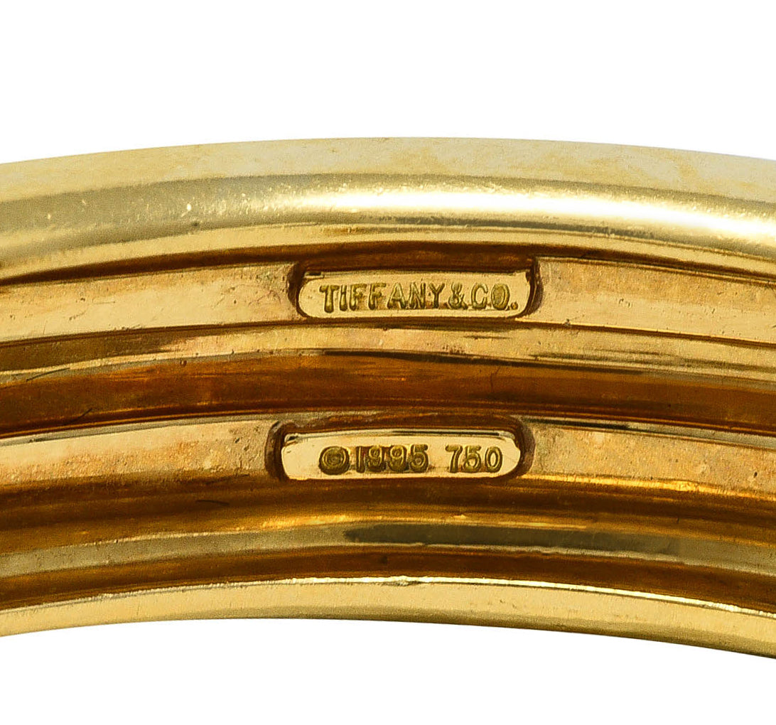 Tiffany & Co. Vintage 18 Karat Yellow Gold Grooved Atlas Cuff Bracelet Wilson's Estate Jewelry