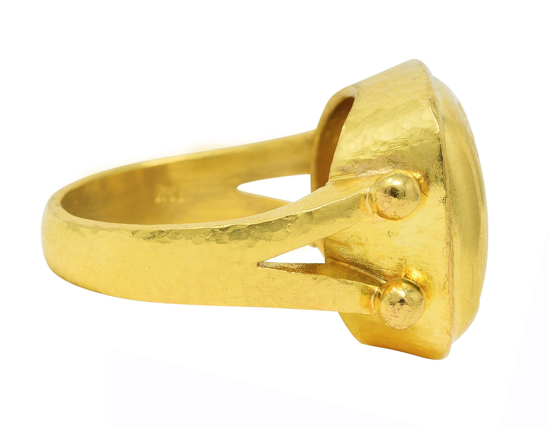 Elizabeth Locke Vintage 19 Karat Gold Pheasant Olive Branch Bird Intaglio Signet Ring Wilson's Estate Jewelry