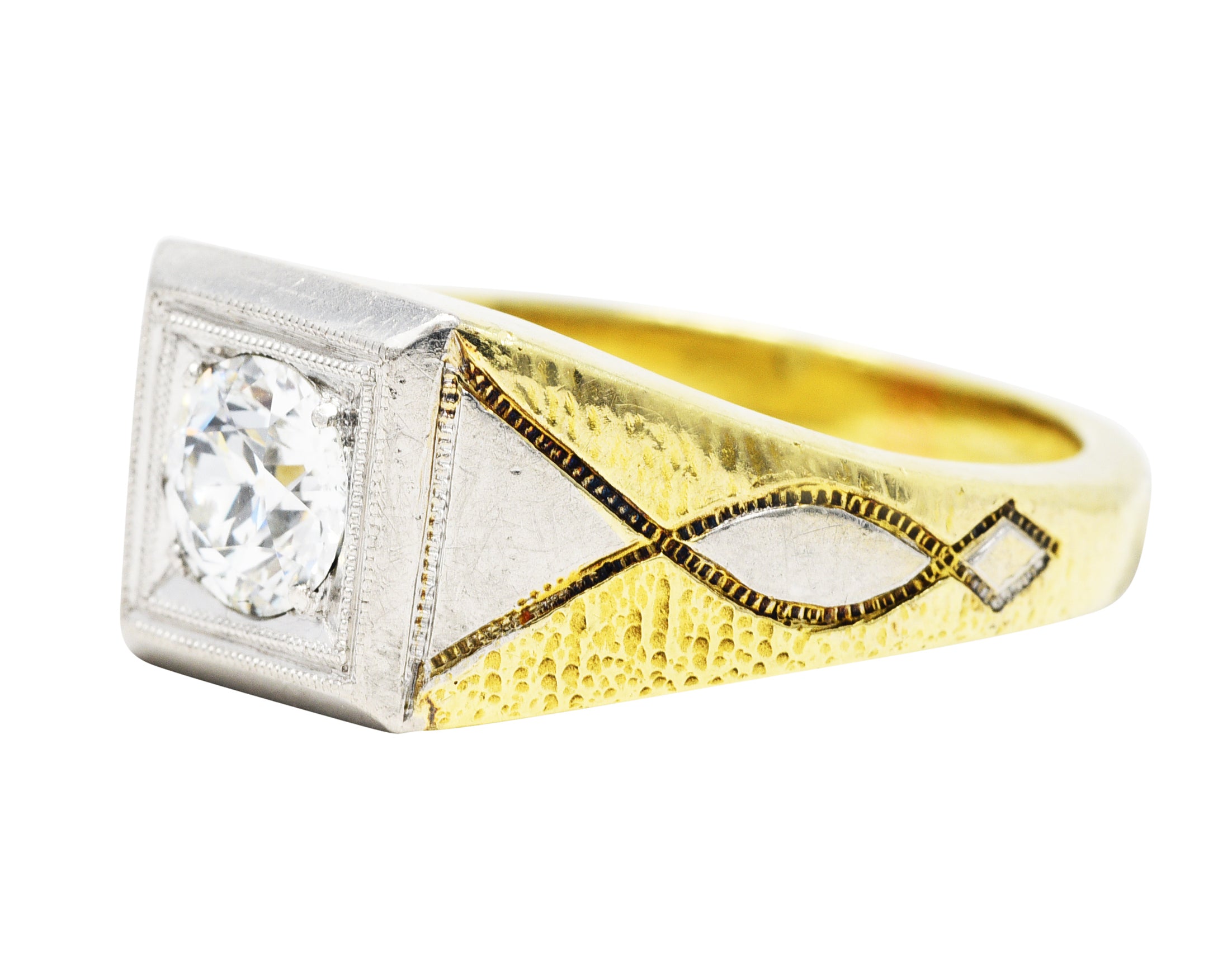 Allsopp-Steller 0.92 CTW Diamond 14 Karat Two-Tone Unisex RingRing - Wilson's Estate Jewelry