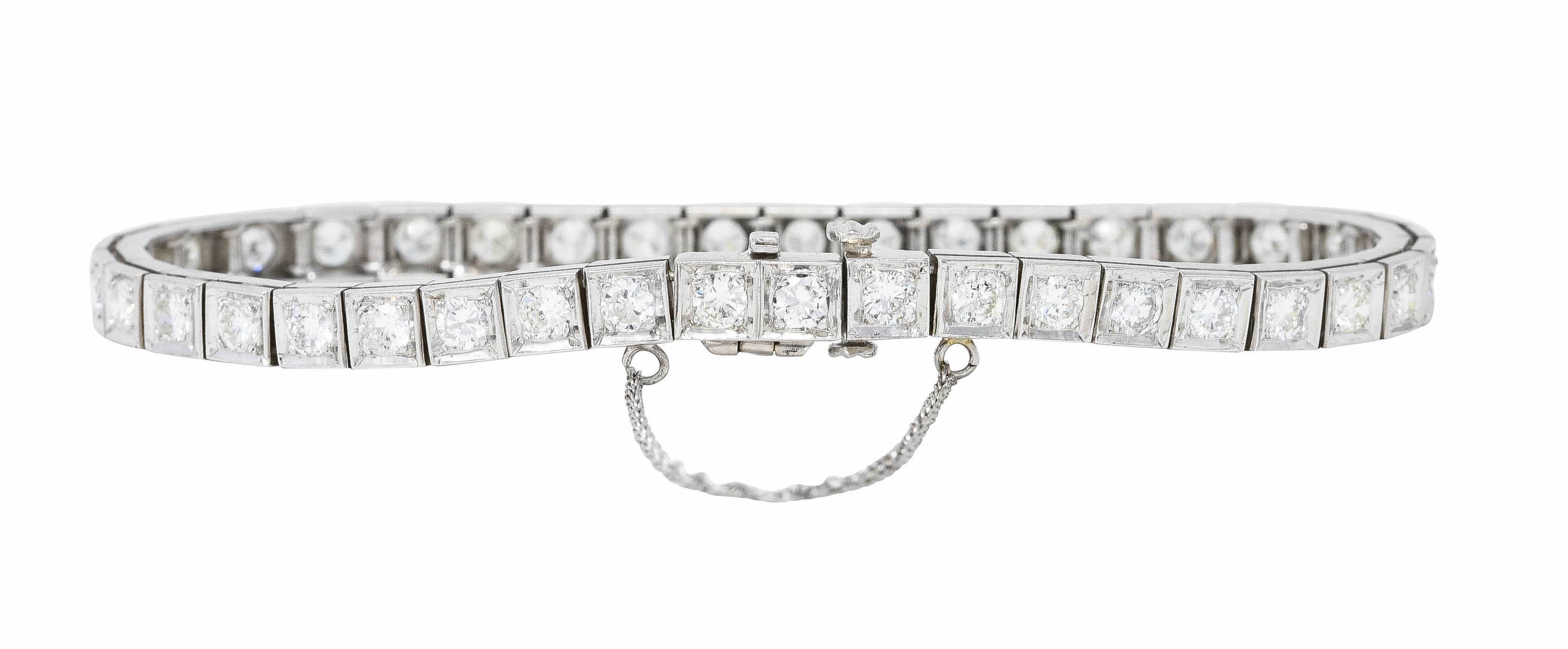 1950’s 4.00 CTW 14 Karat White Gold Line Bracelet Wilson's Estate Jewelry