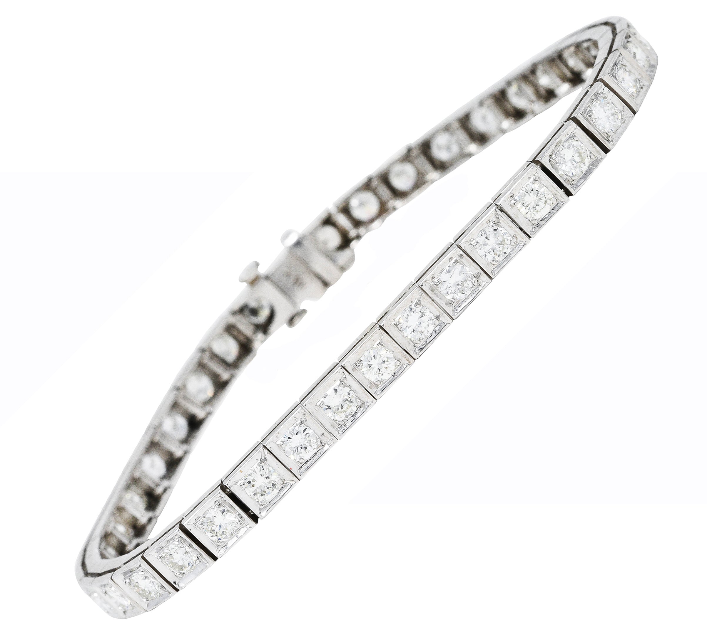 1950’s 4.00 CTW 14 Karat White Gold Line Bracelet Wilson's Estate Jewelry