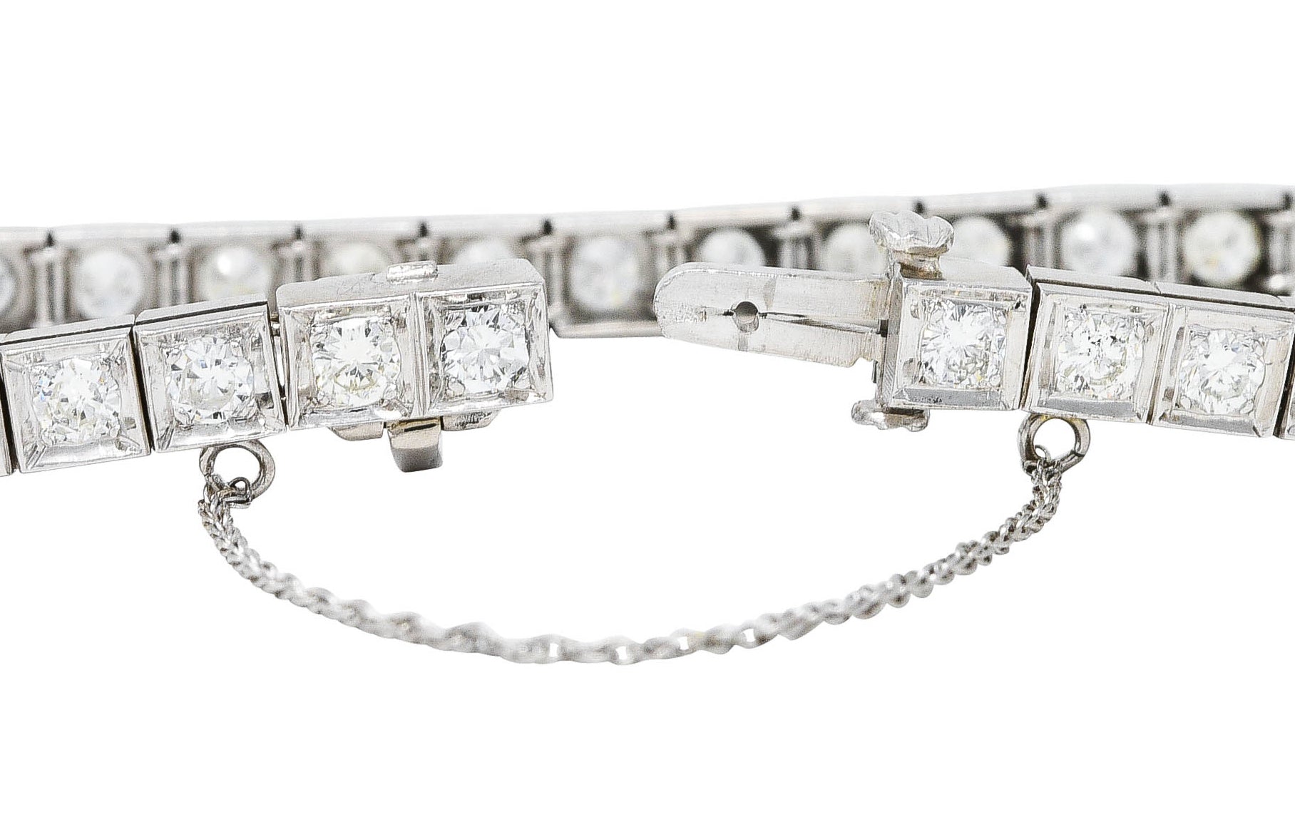 1950’s 4.00 CTW 14 Karat White Gold Line Bracelet Wilson's Estate Jewelry