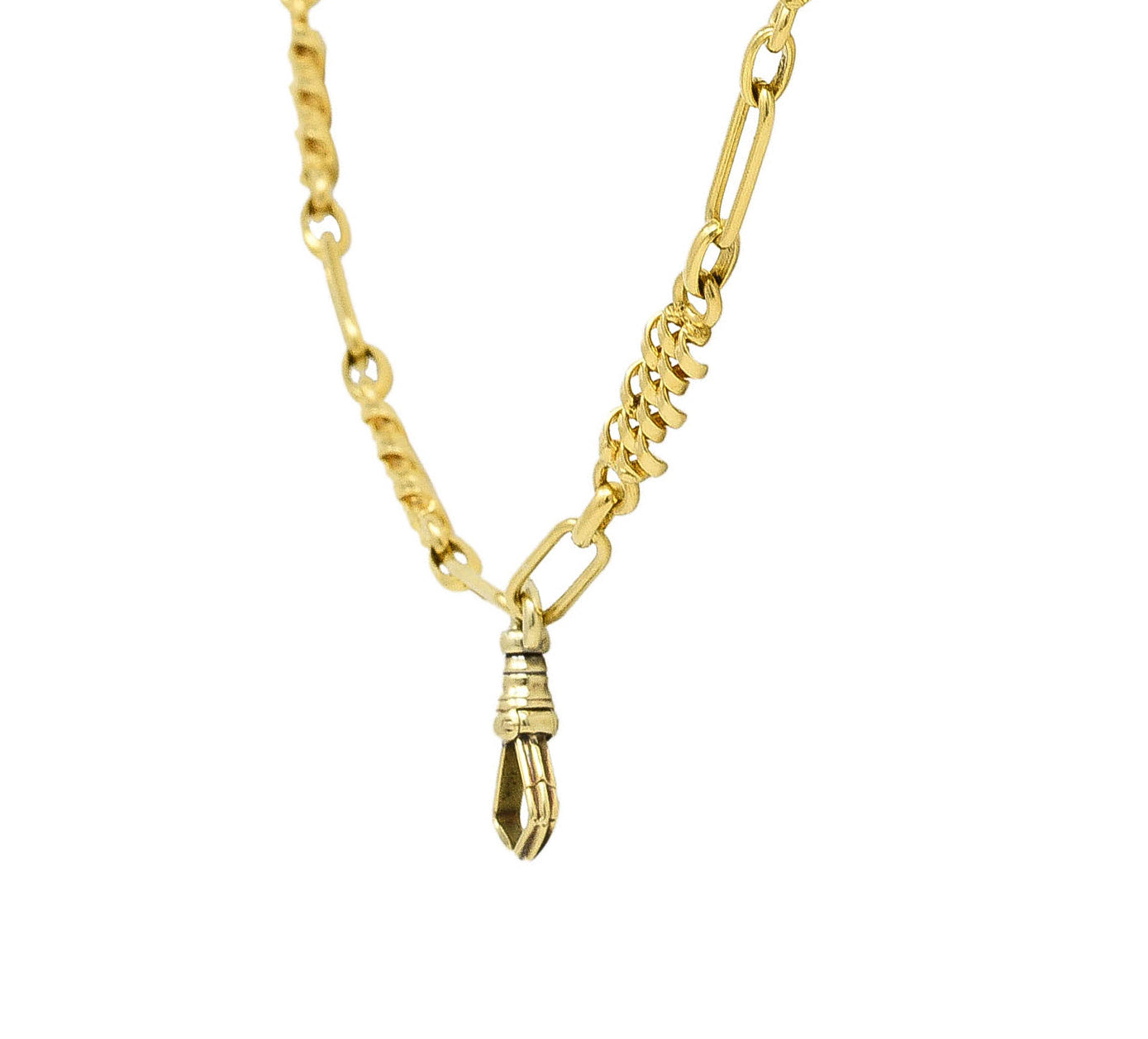 Victorian 18 Karat Yellow Gold Woven Twist Antique Chain Link Necklace Wilson's Estate Jewelry