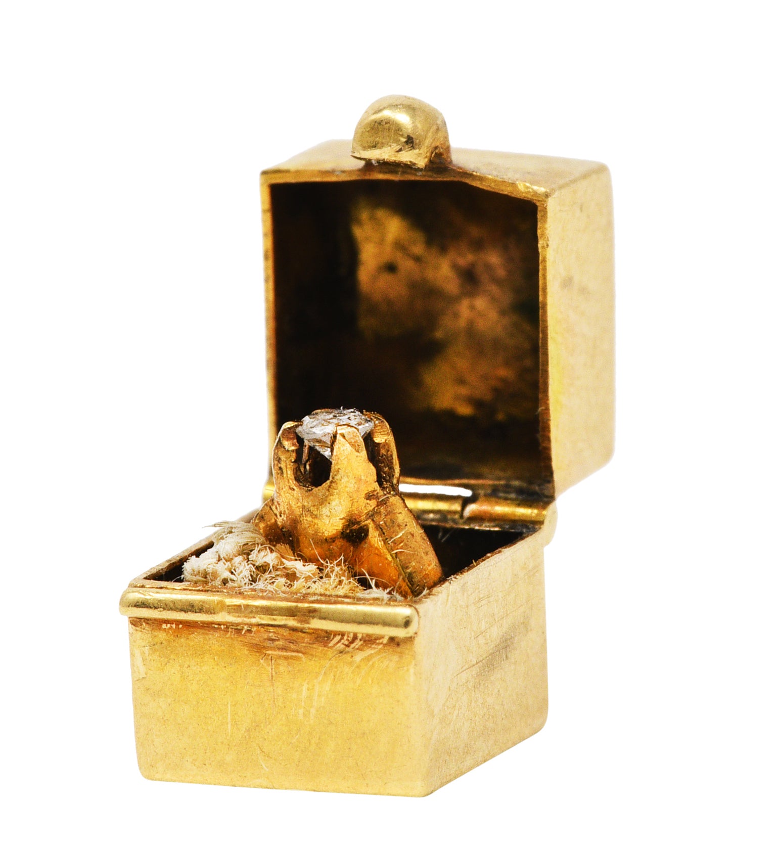Retro Diamond 14 Karat Gold Marriage Ring Box Charmcharm - Wilson's Estate Jewelry