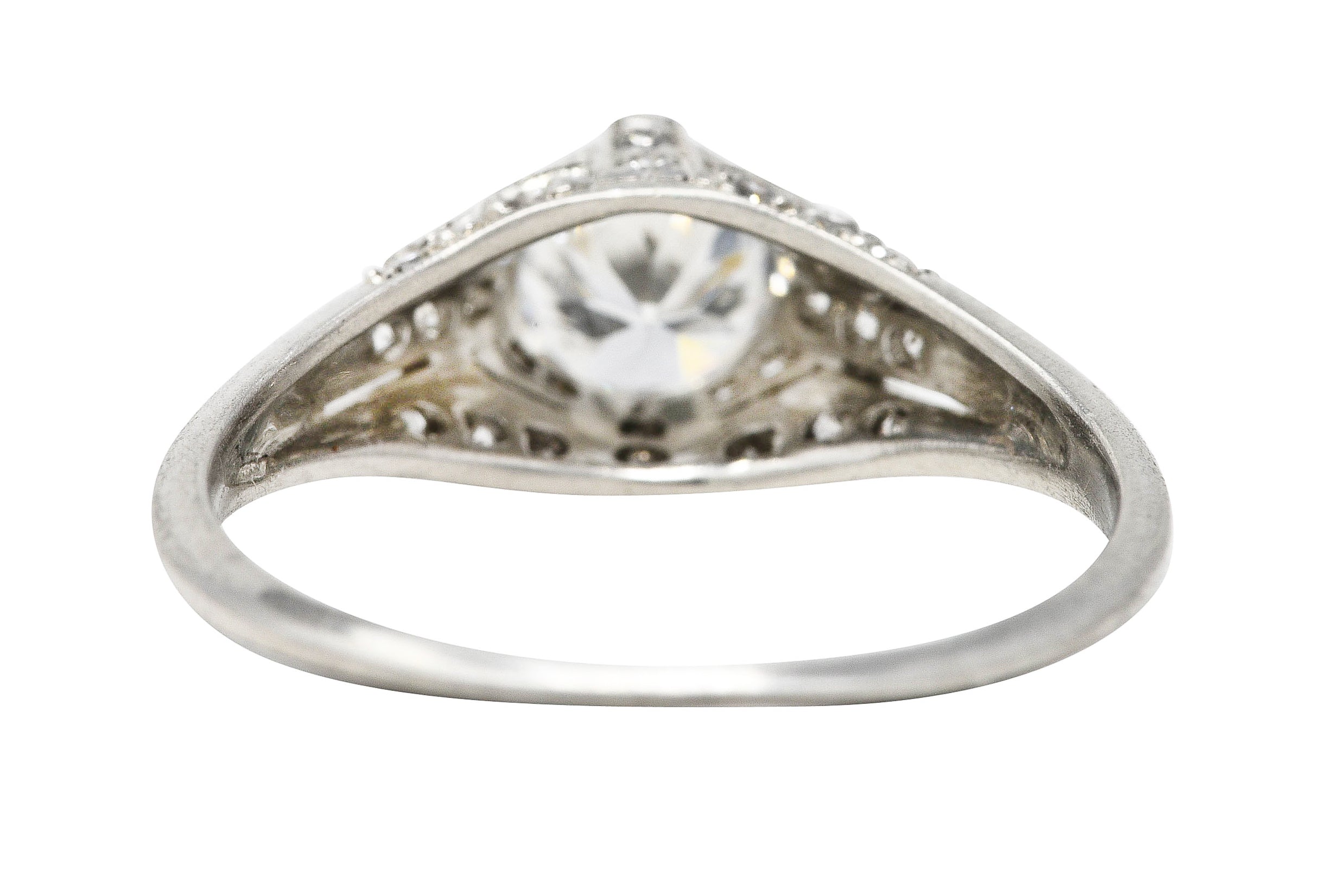 Art Deco 1.14 CTW Diamond Platinum Bombé Engagement Ring Wilson's Estate Jewelry