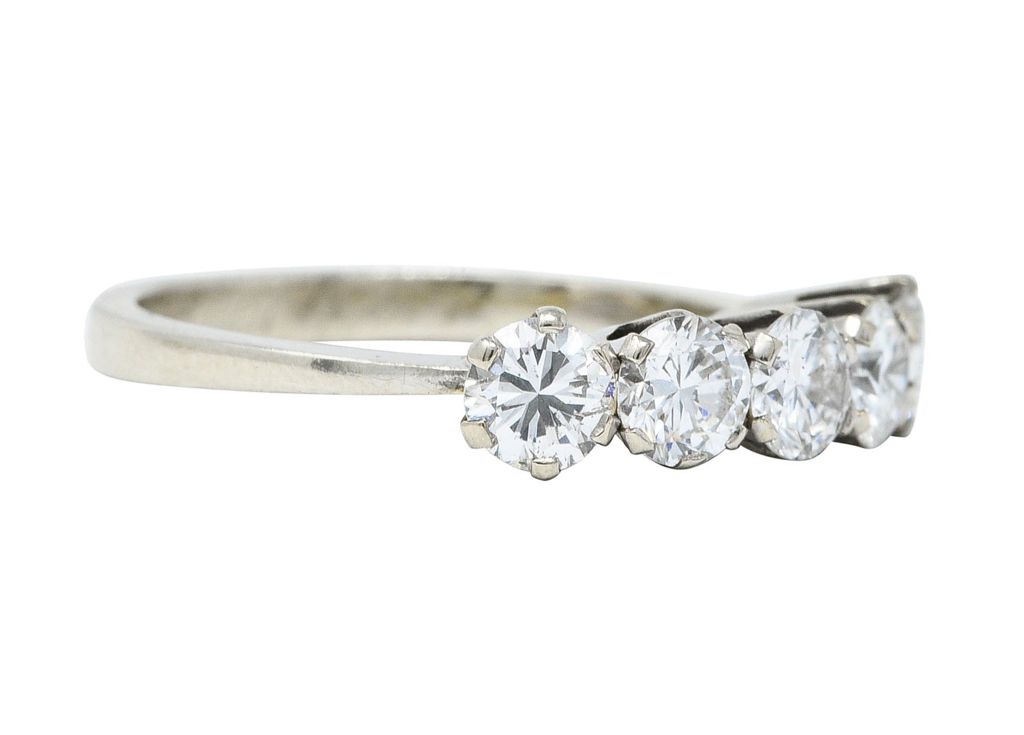 1950's Mid-Century 1.25 CTW Diamond 14 Karat White Gold Five Stone RingRing - Wilson's Estate Jewelry