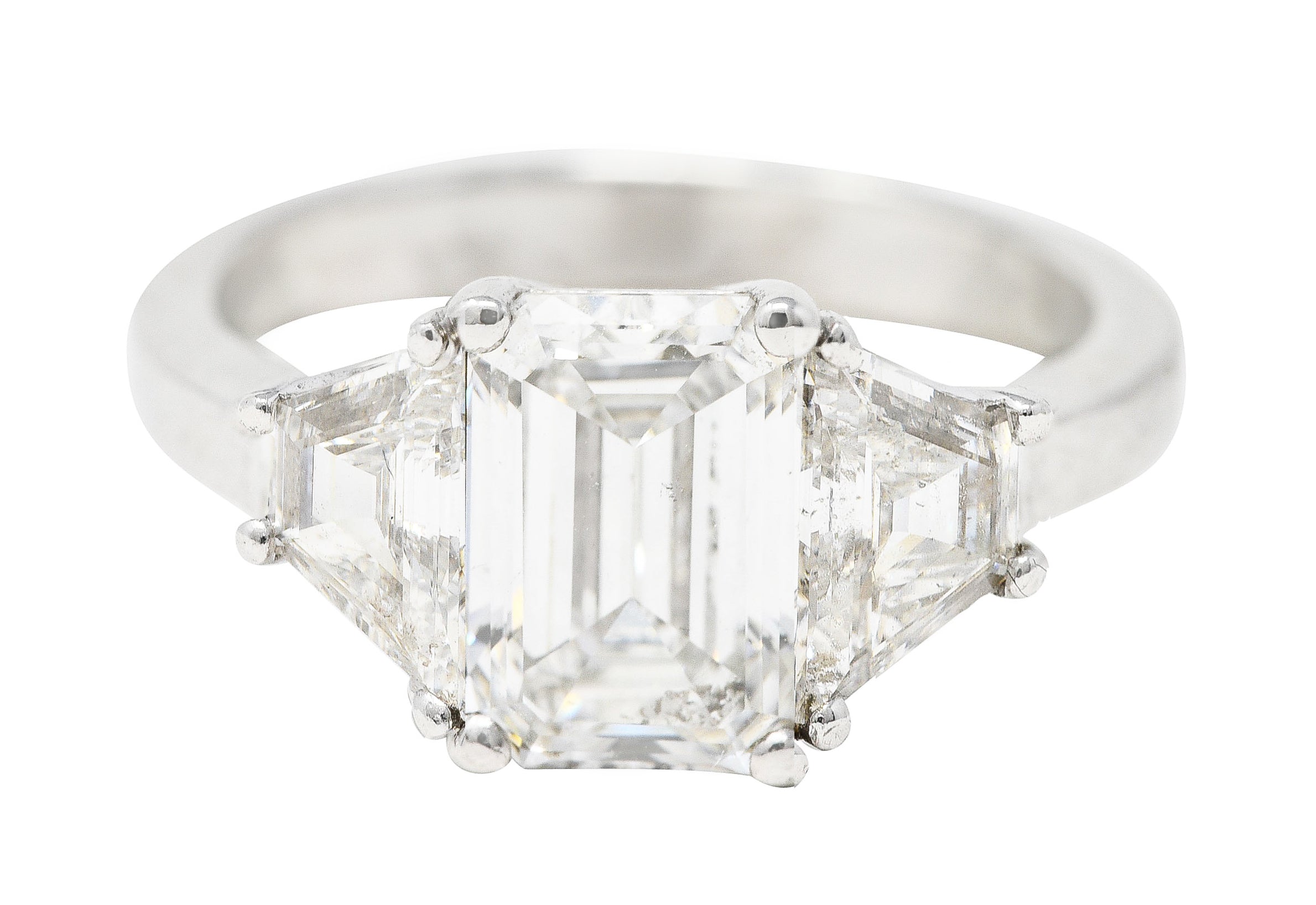 Mid-Century 2.51 CTW Emerald Cut Diamond 14 White Gold Engagement Ring GIA Wilson's Estate Jewelry