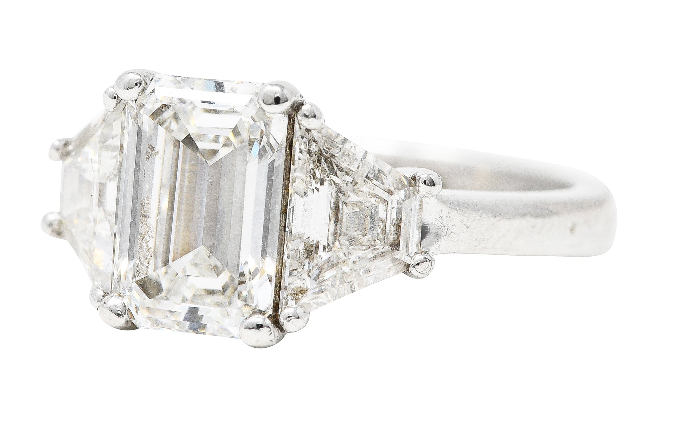 Mid-Century 2.51 CTW Emerald Cut Diamond 14 White Gold Engagement Ring GIA Wilson's Estate Jewelry