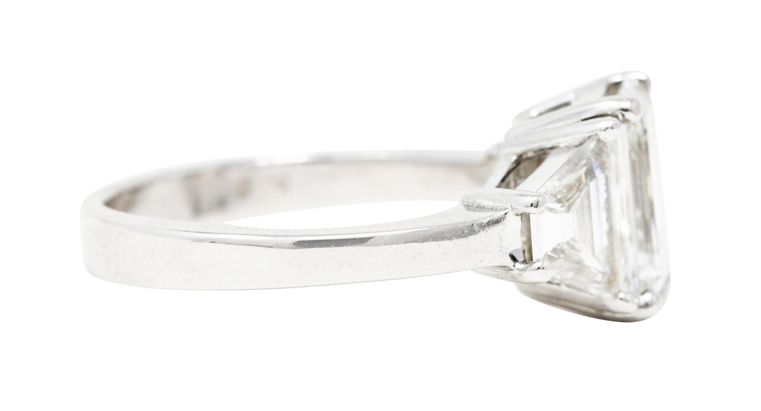 Mid-Century 2.51 CTW Emerald Cut Diamond 14 White Gold Engagement Ring GIA Wilson's Estate Jewelry