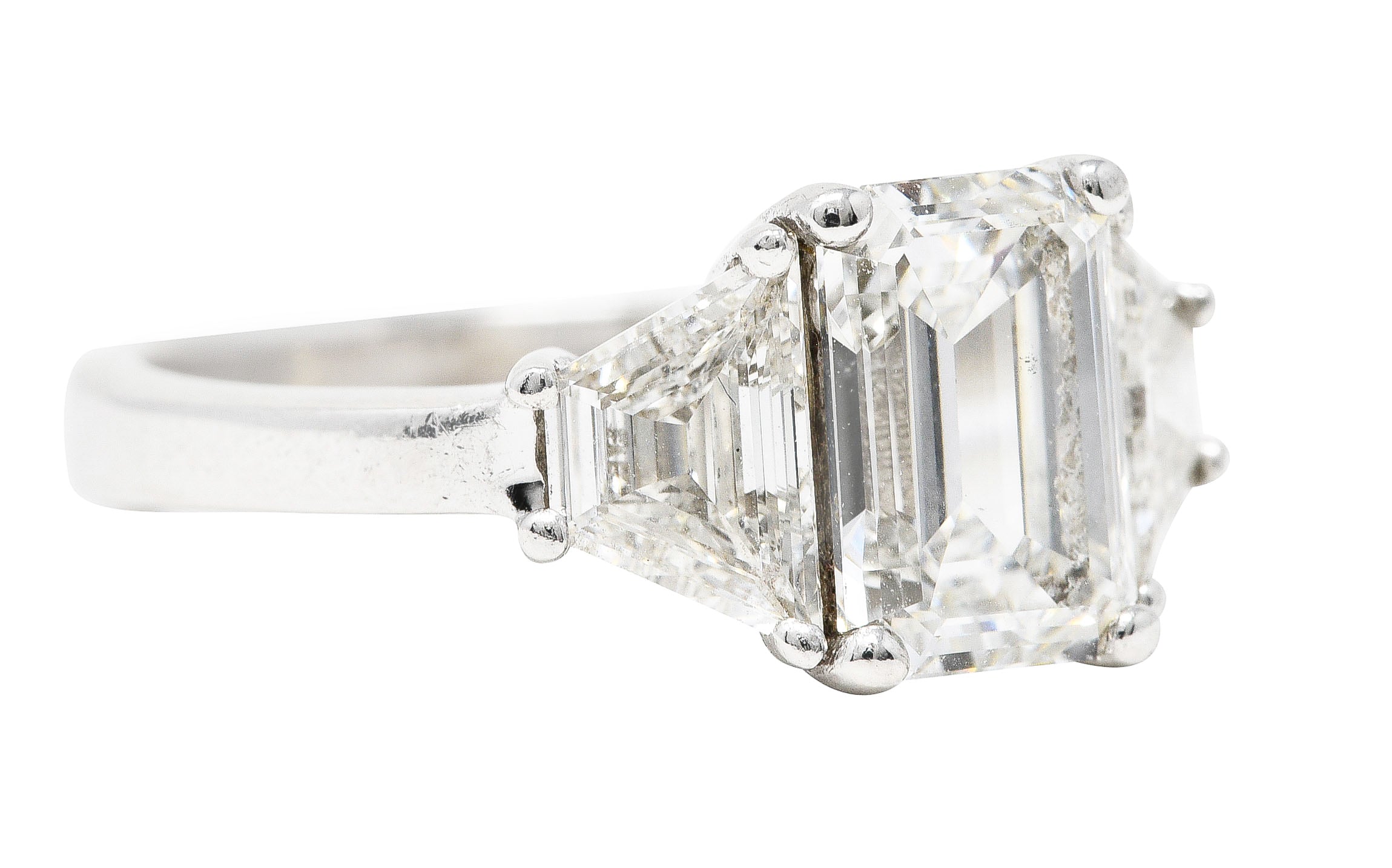 Mid-Century 2.51 CTW Emerald Cut Diamond 14 White Gold Engagement Ring GIA Wilson's Estate Jewelry