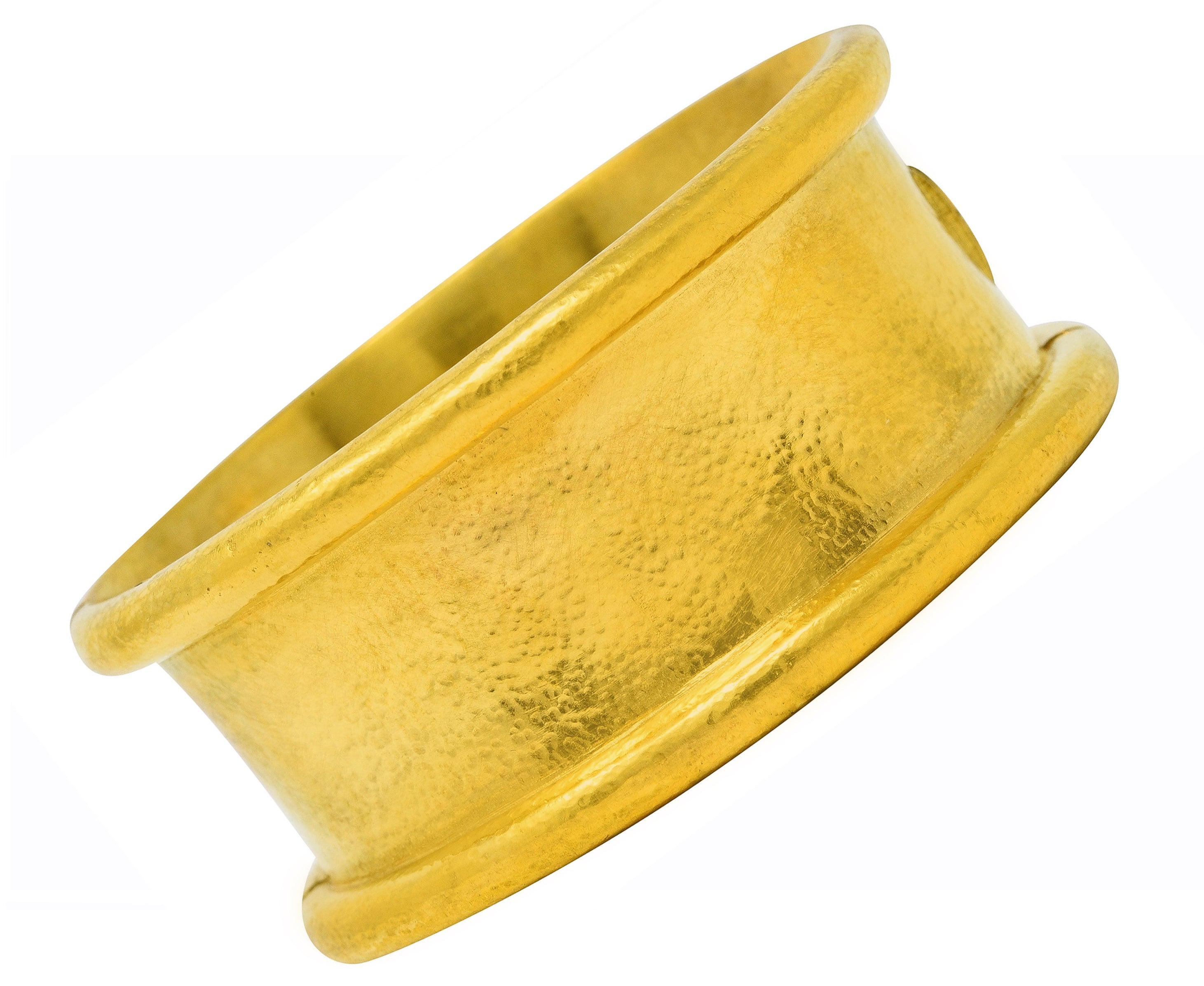 Elizabeth Locke Vintage 18 Karat Yellow Gold Amulet Bangle Bracelet Wilson's Estate Jewelry