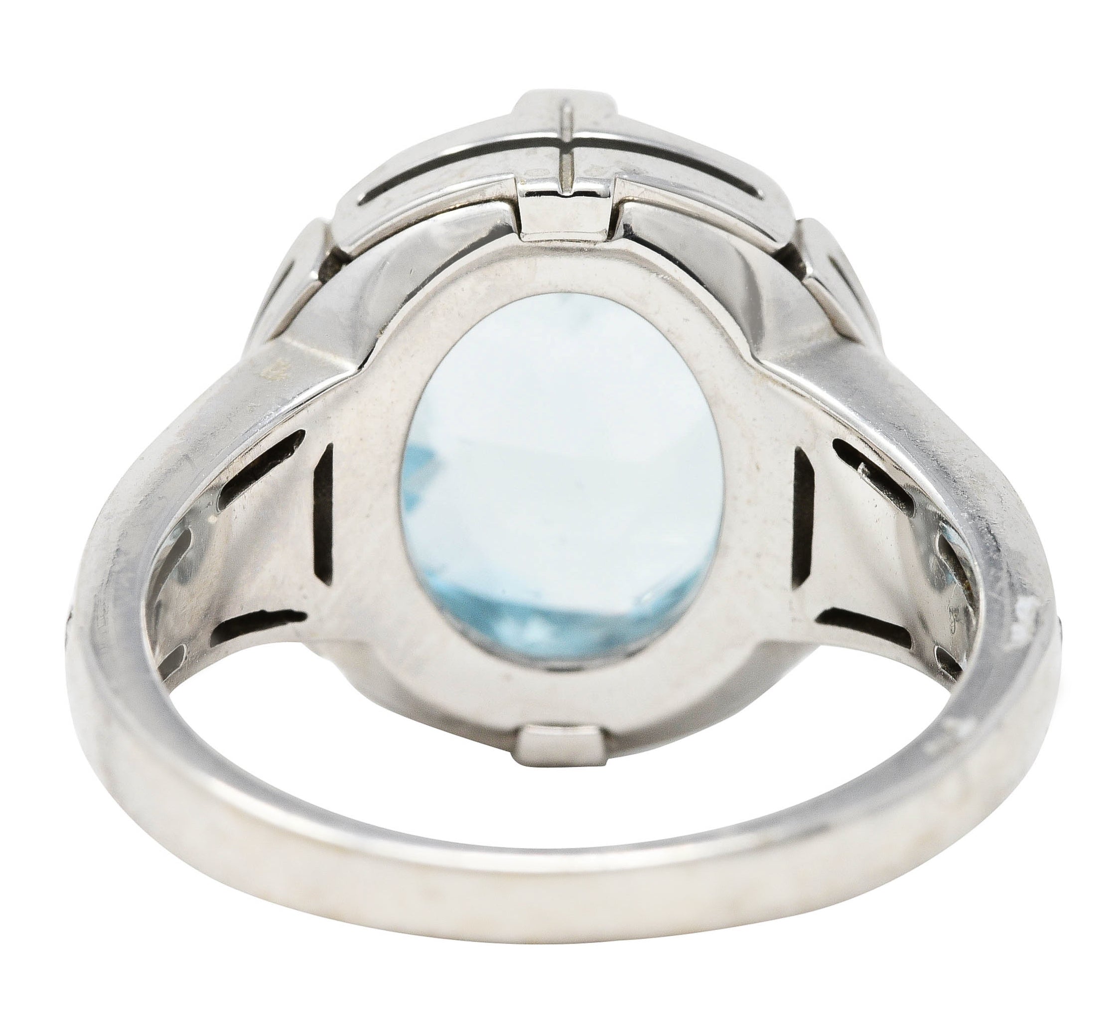 Bulgari Contemporary Italian Diamond Blue Topaz 18 Karat White Gold Parentesi Cocktail Ring Wilson's Estate Jewelry