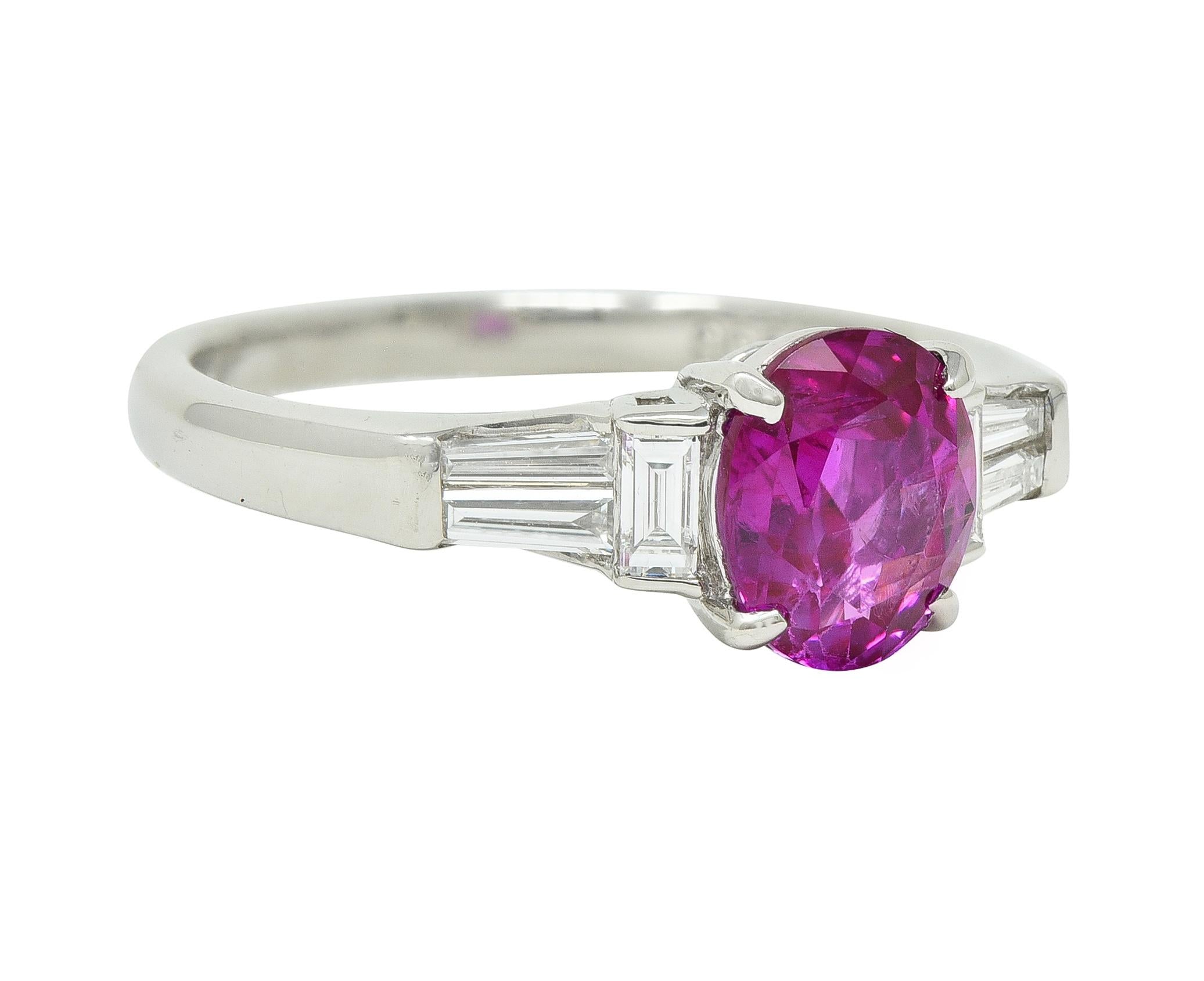 Contemporary 1.62 CTW No Heat Burmese Ruby Diamond Platinum Ring