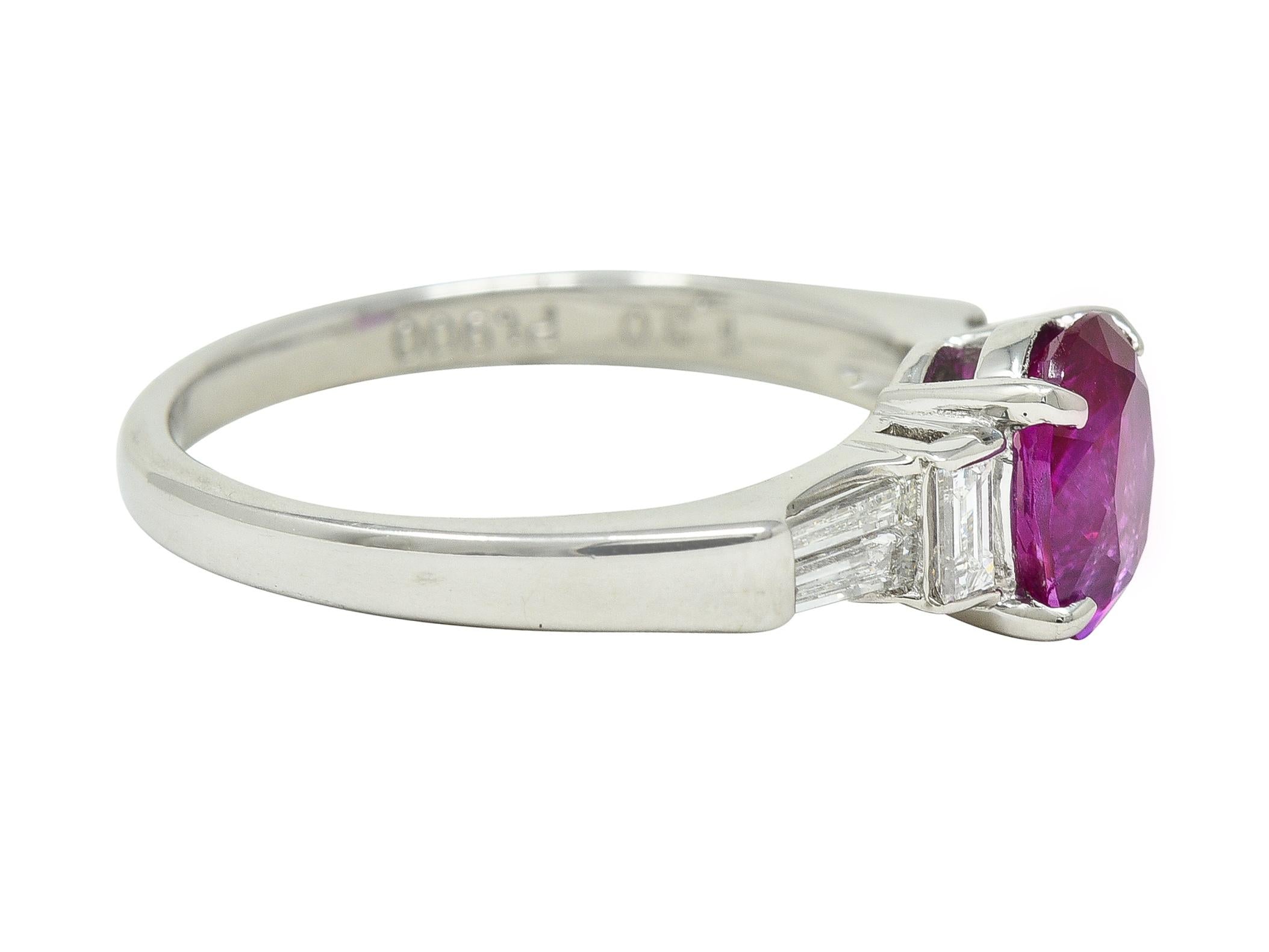 Contemporary 1.62 CTW No Heat Burmese Ruby Diamond Platinum Ring