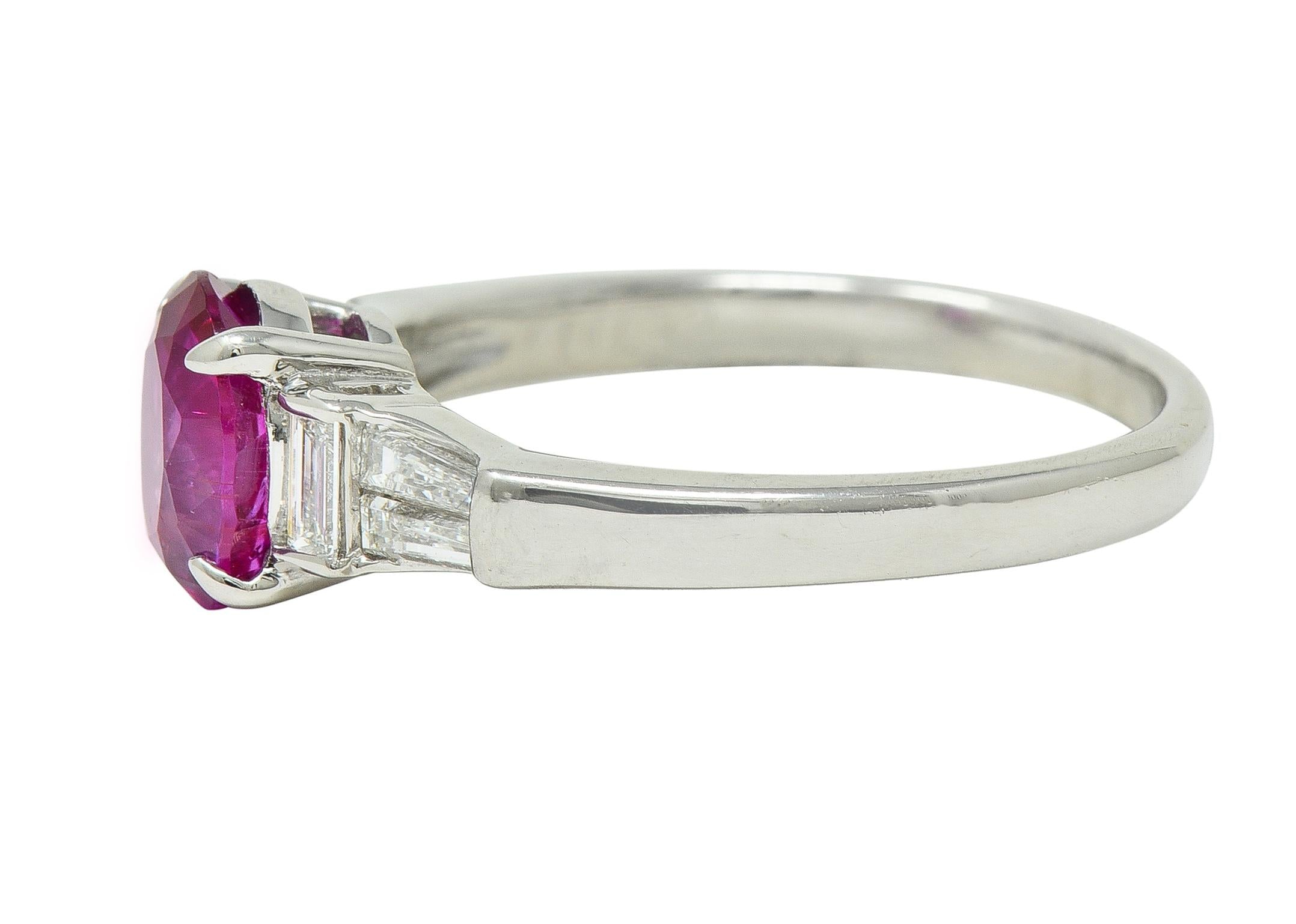 Contemporary 1.62 CTW No Heat Burmese Ruby Diamond Platinum Ring