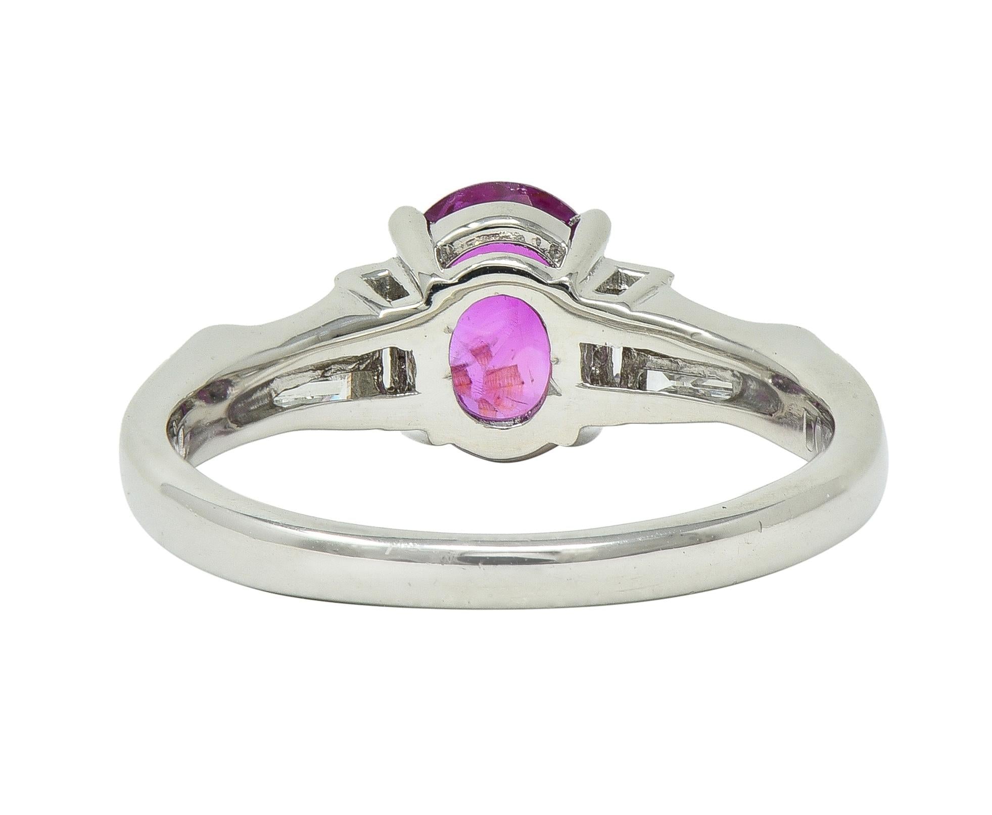 Contemporary 1.62 CTW No Heat Burmese Ruby Diamond Platinum Ring