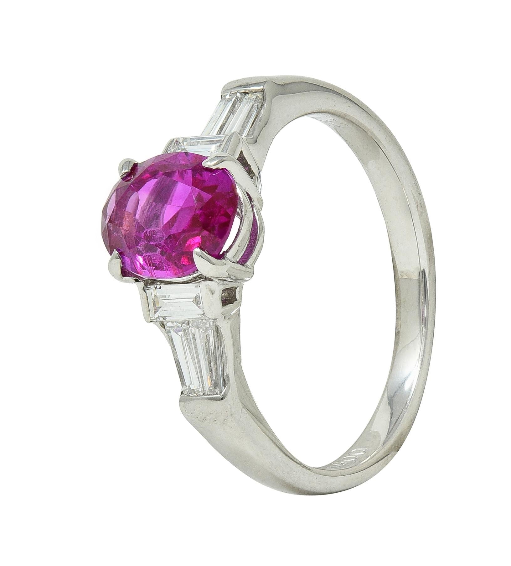 Contemporary 1.62 CTW No Heat Burmese Ruby Diamond Platinum Ring