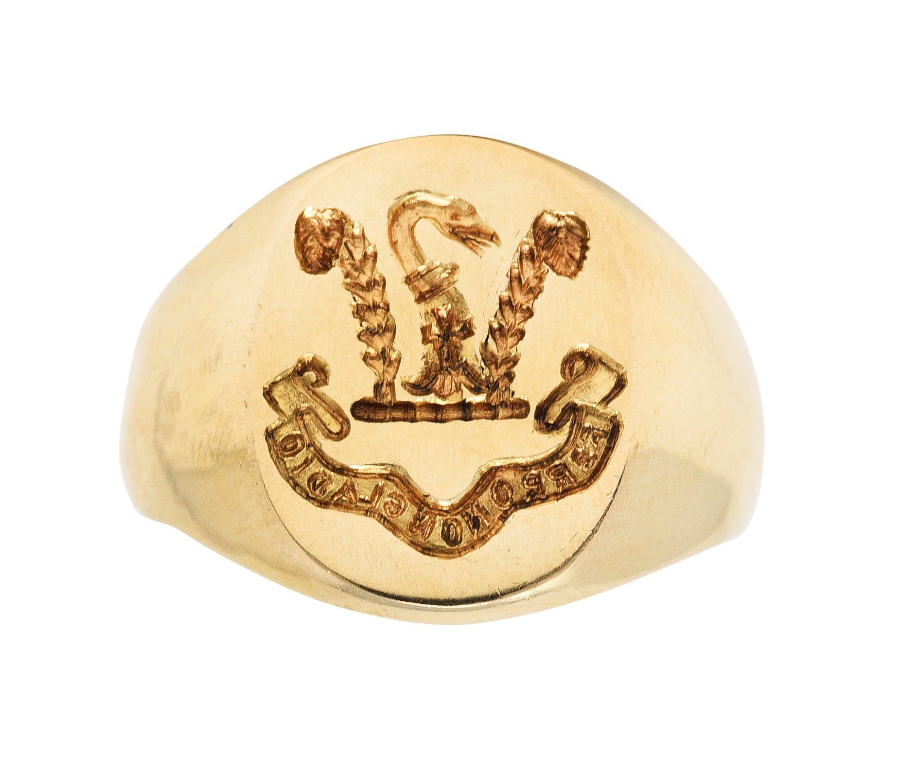 Tiffany & Co. Retro 14 Karat Gold Heraldry Swan Unisex Signet RingRing - Wilson's Estate Jewelry