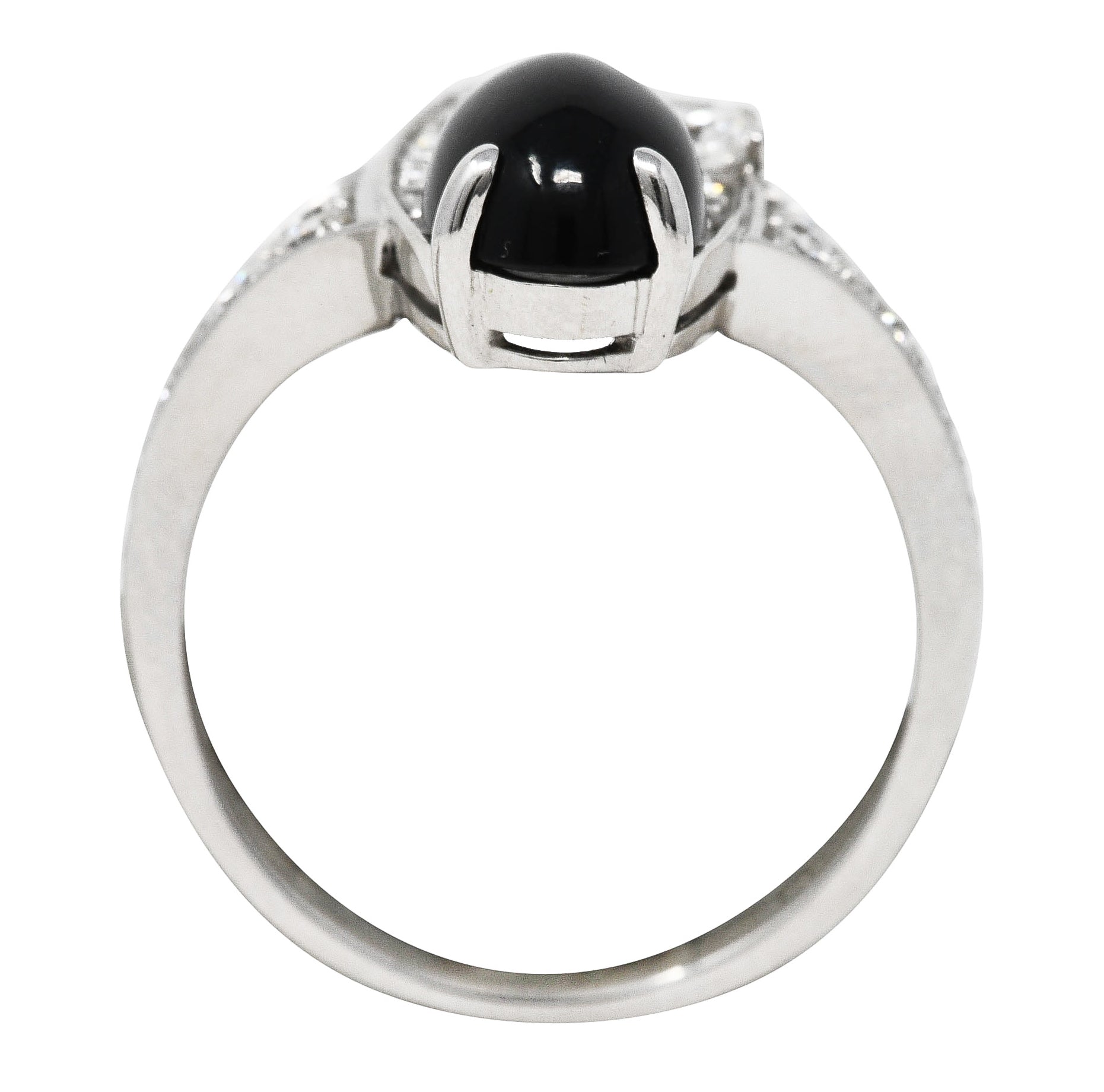 Bulgari Onyx 0.85 CTW Diamond 18 Karat White Gold Elisia Ring Wilson's Estate Jewelry