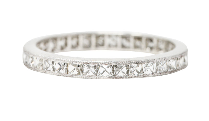 Art Deco 1.15 CTW French Cut Diamond Platinum Eternity Channel Band Ring Wilson's Estate Jewelry