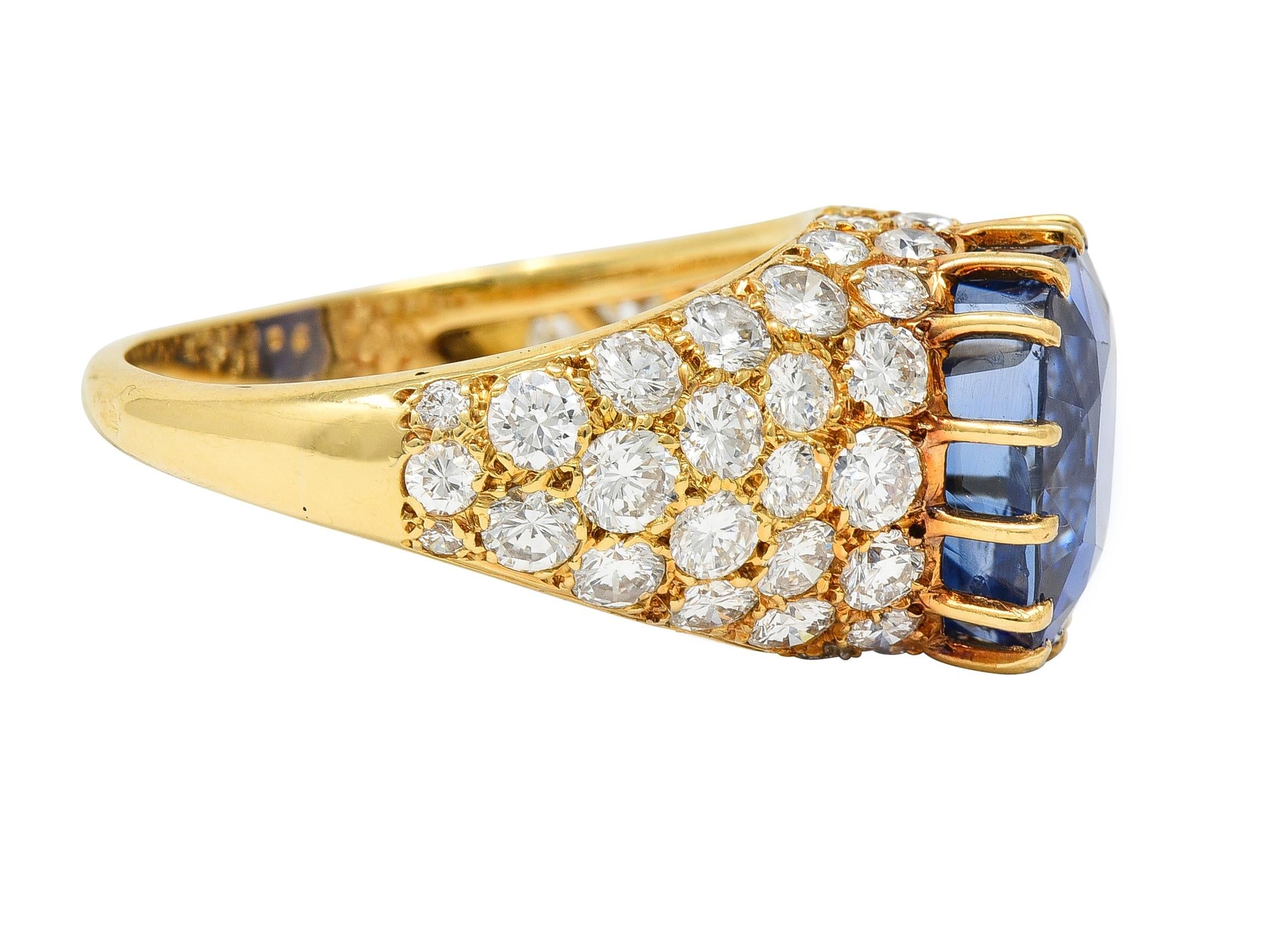 Van Cleef & Arpels French No Heat Ceylon Sapphire Diamond 18 Karat Ring AGL