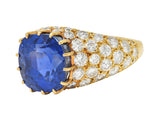 Van Cleef & Arpels French No Heat Ceylon Sapphire Diamond 18 Karat Ring AGL