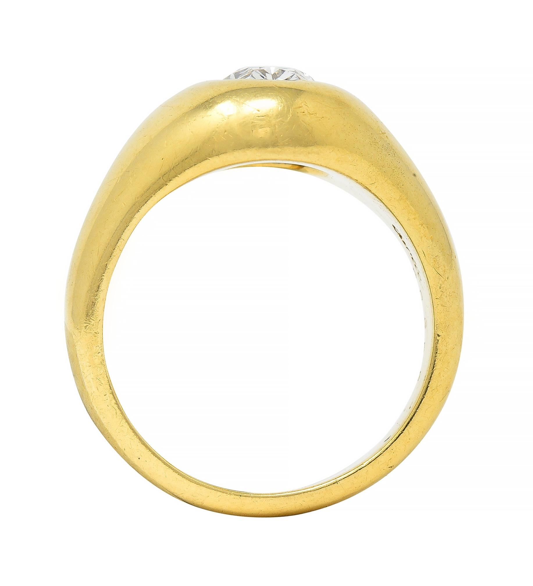 Cartier 1960's 1.22 CTW Oval Cut Diamond 18 Karat Yellow Gold Unisex Signet Ring