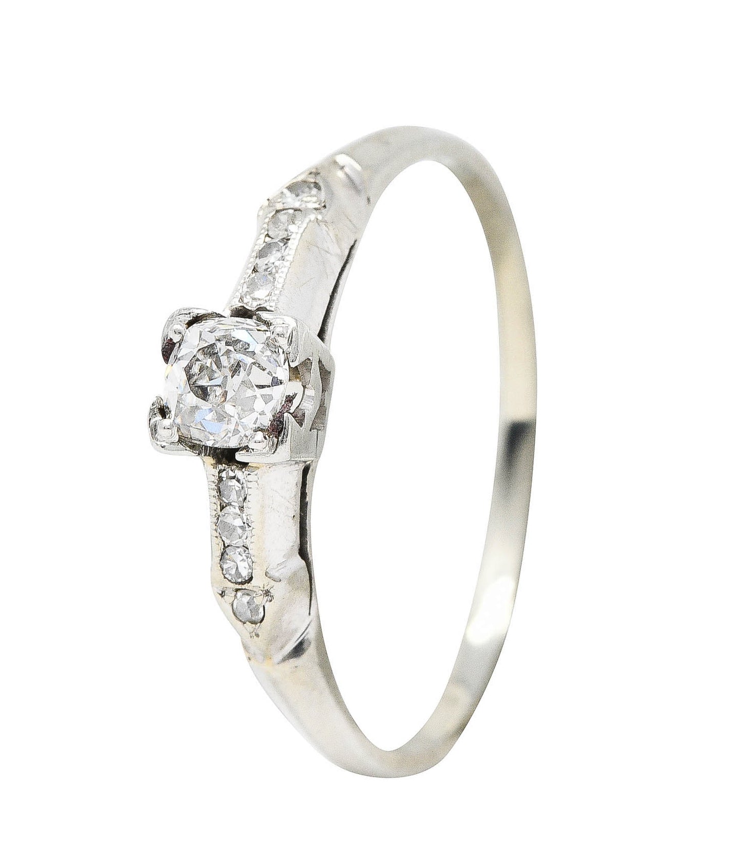 Art Deco 0.44 CTW Diamond 18 Karat White Gold Engagement RingRing - Wilson's Estate Jewelry