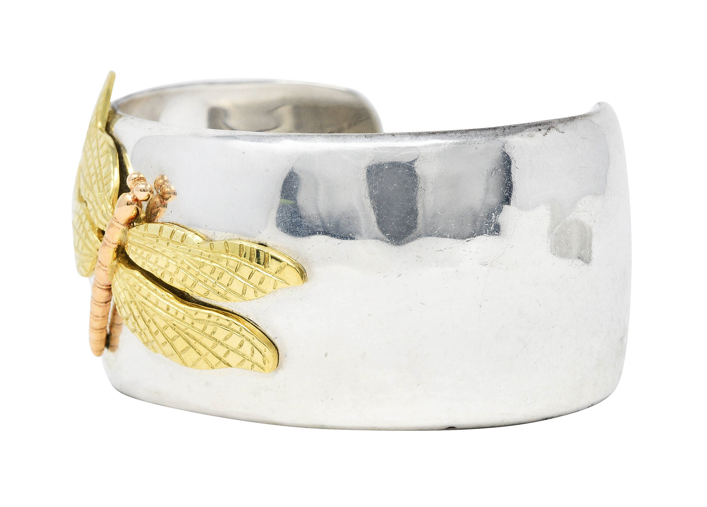 Vintage Tiffany & Co. 18 Karat Two-Tone Gold Sterling Silver Dragonfly Cuff Braceletbracelet - Wilson's Estate Jewelry