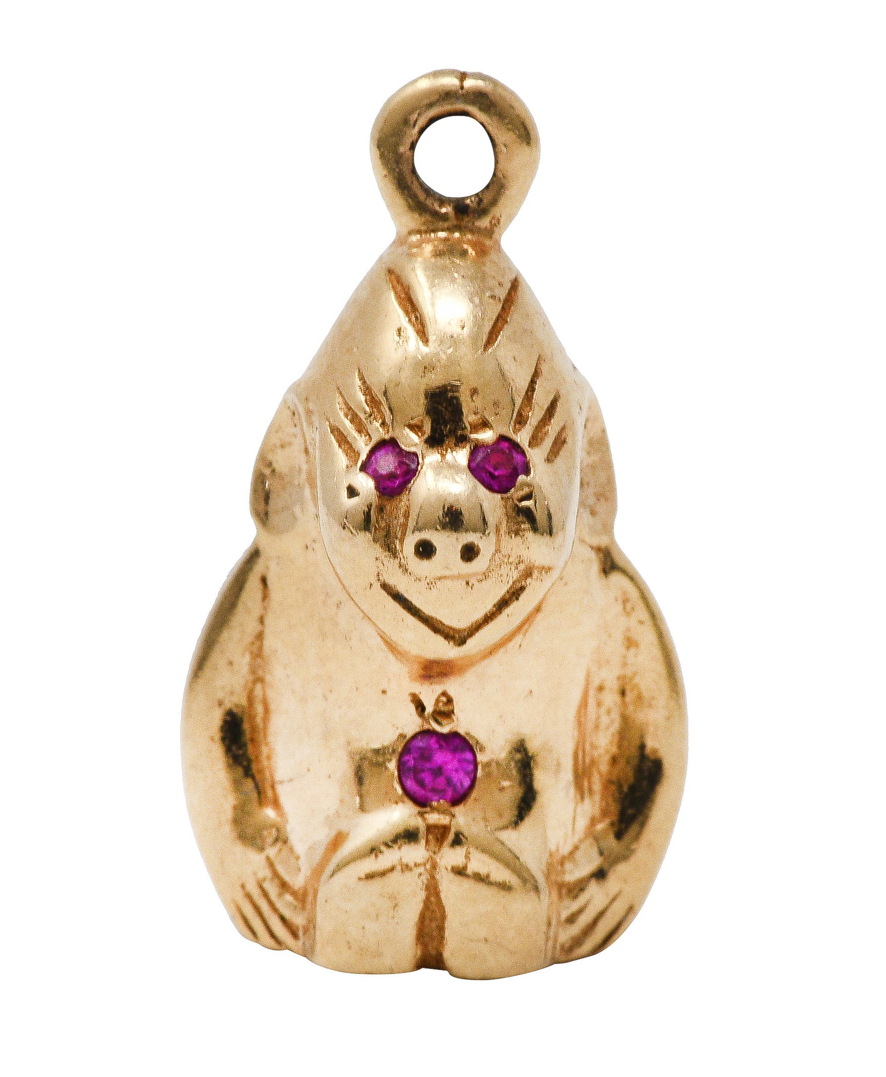 Retro Ruby 14 Karat Gold Gorilla Charmcharm - Wilson's Estate Jewelry