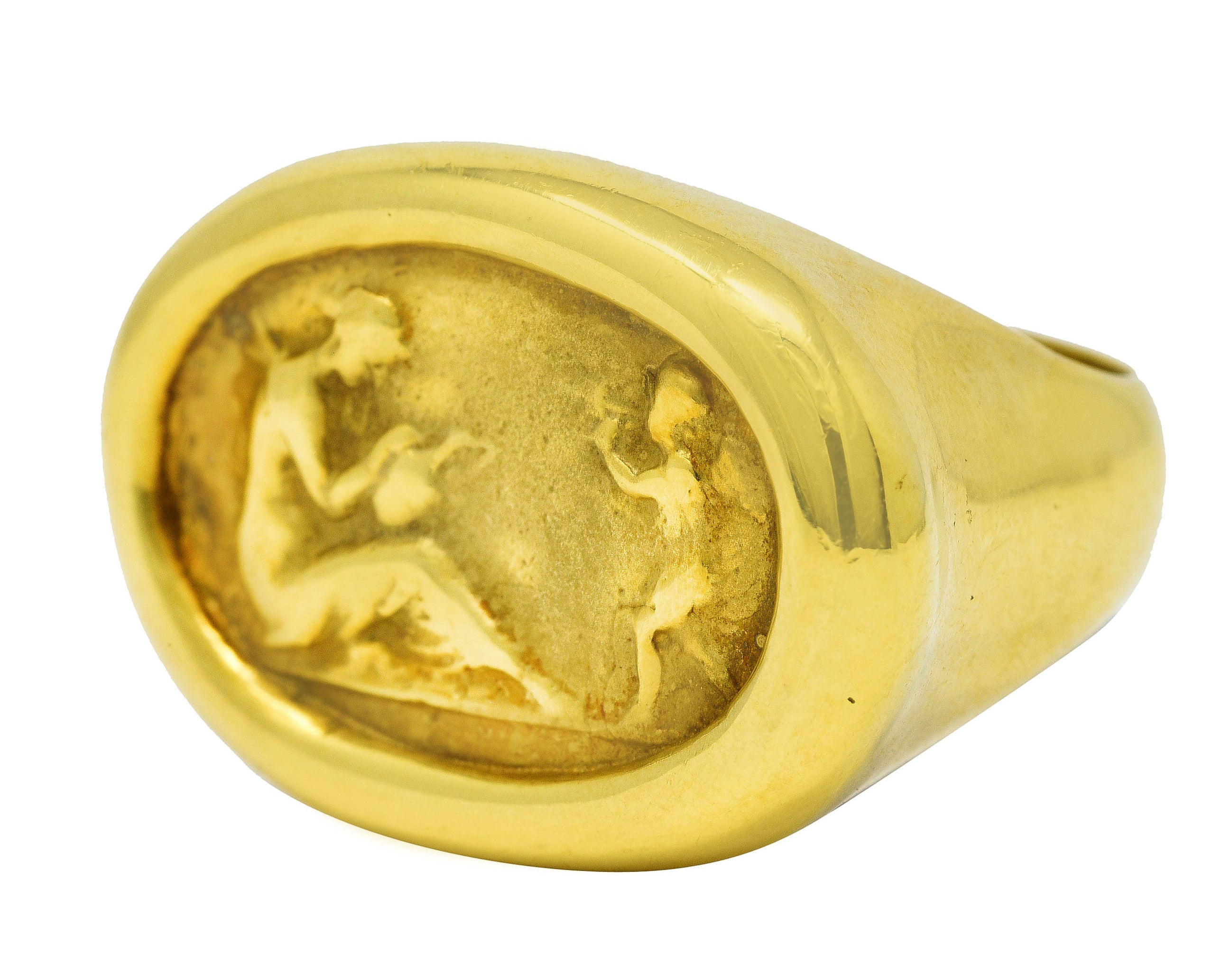 SeidenGang Vintage 14 Karat Yellow Gold Cupid Venus Classic Unisex Cameo Signet Ring Wilson's Estate Jewelry