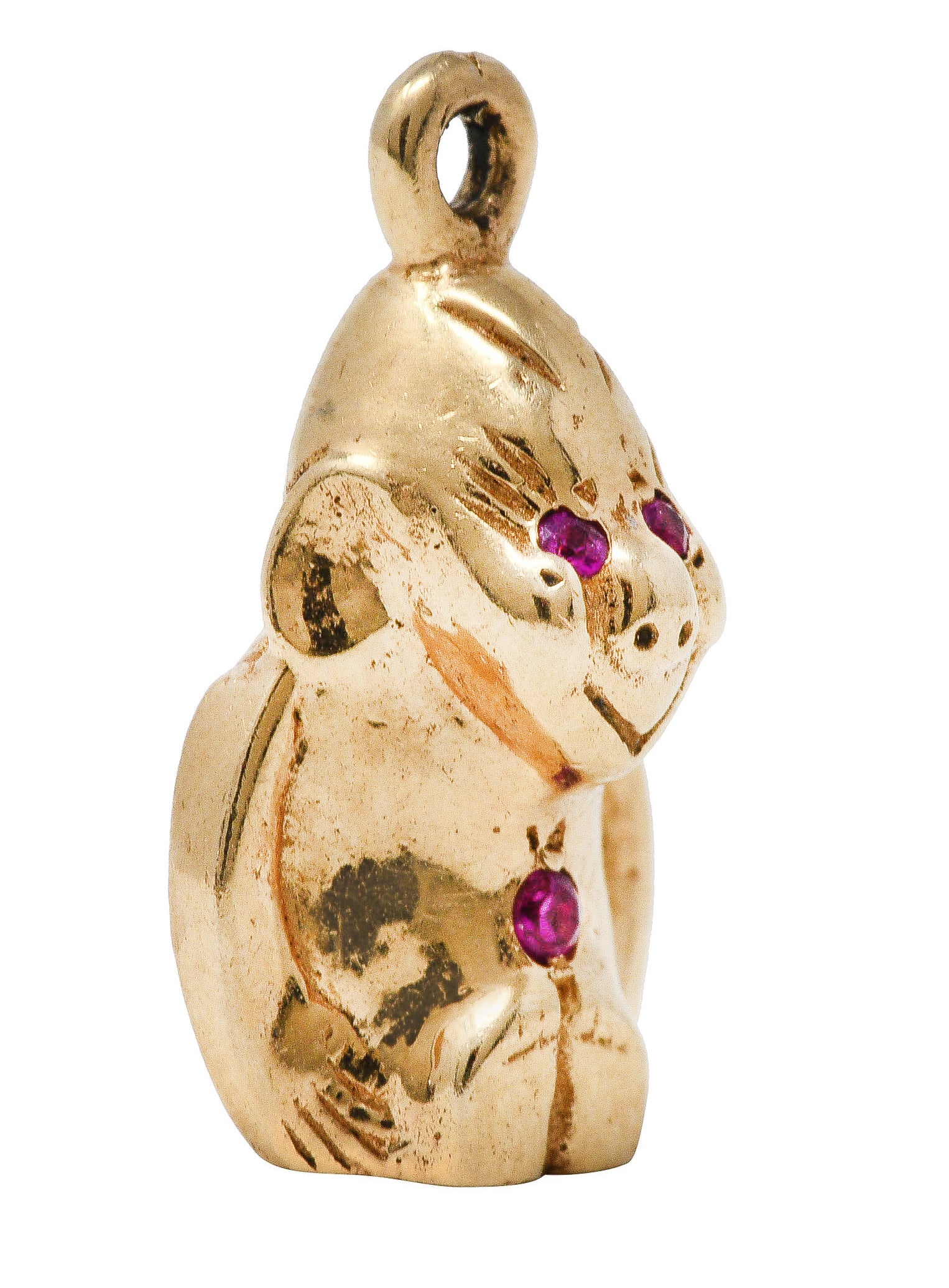 Retro Ruby 14 Karat Gold Gorilla Charmcharm - Wilson's Estate Jewelry