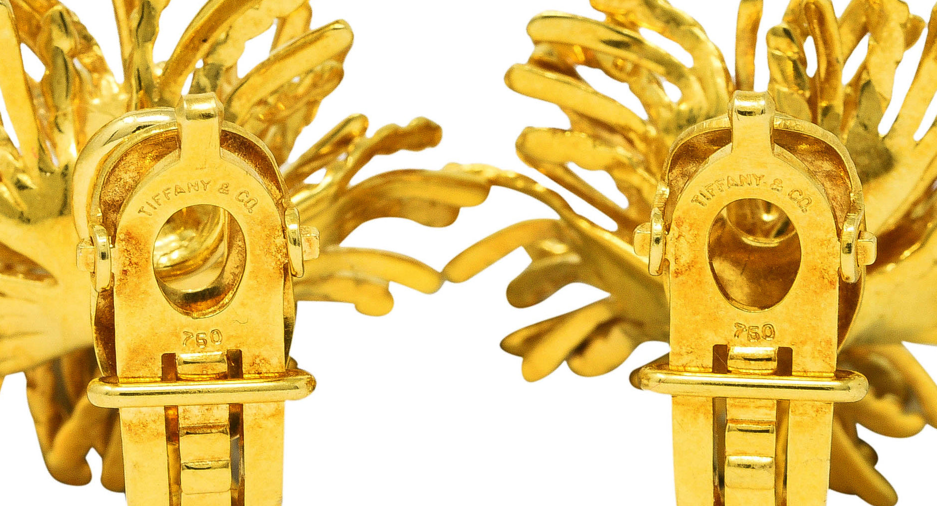 1970's Tiffany & Co. 18 Karat Yellow Gold Twisted Rope Burst Vintage Ear-Clip Earrings Wilson's Estate Jewelry