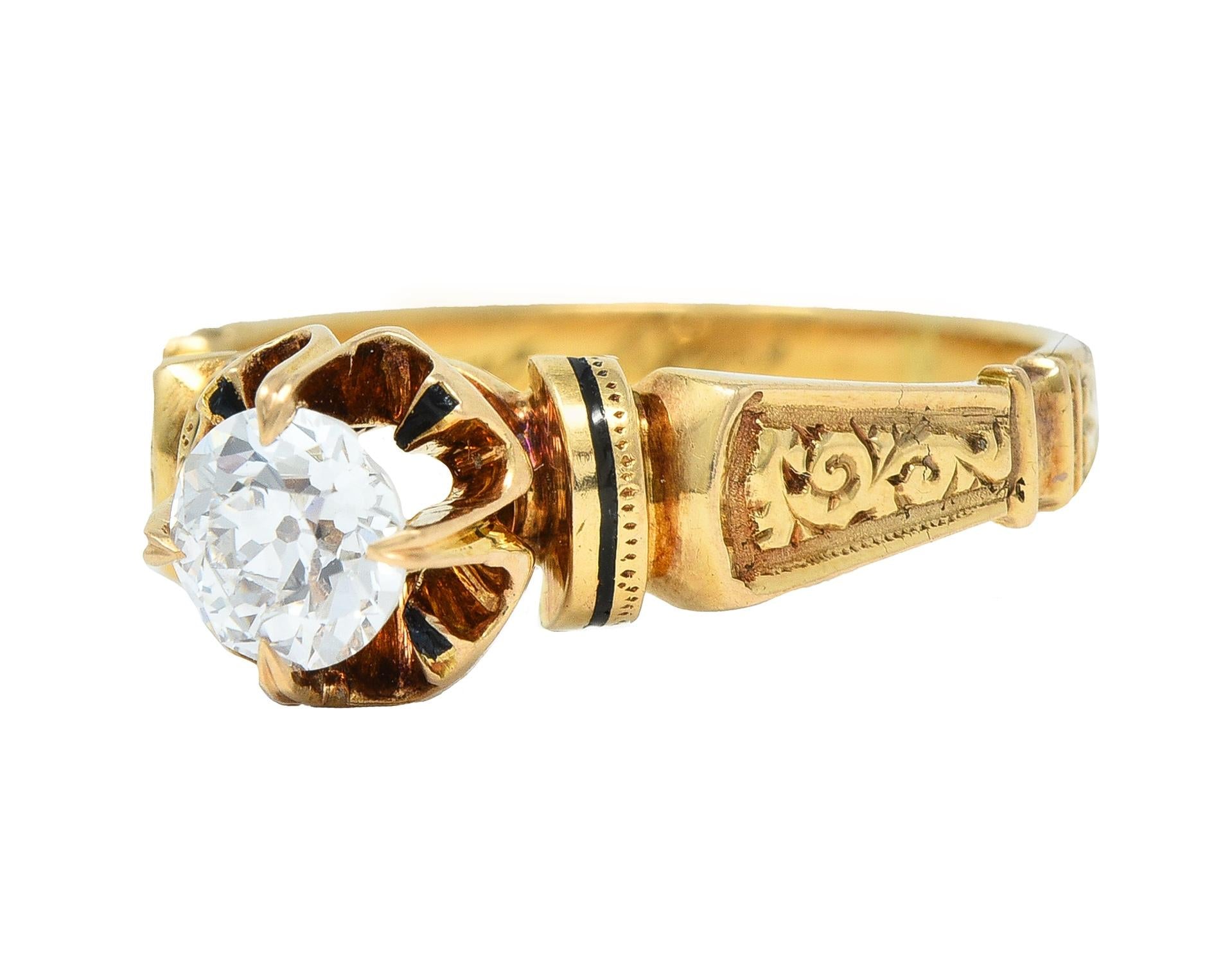 Victorian 1875 0.48 CTW Old European Cut Diamond 18 Karat Gold Engagement Ring