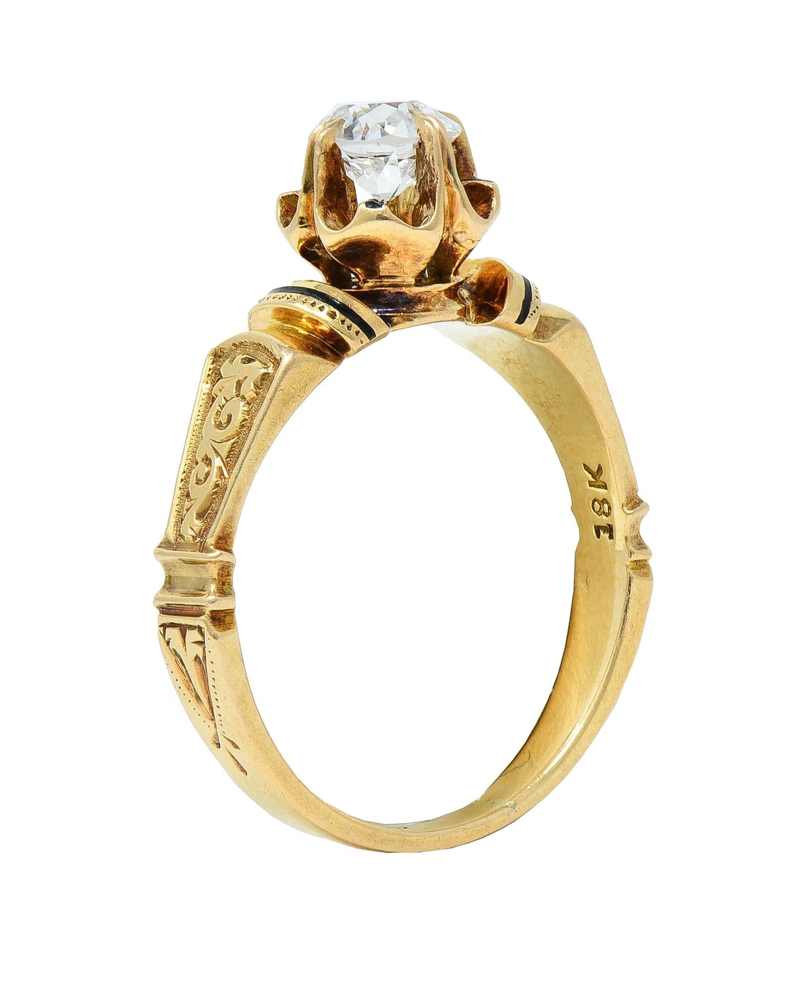 Victorian 1875 0.48 CTW Old European Cut Diamond 18 Karat Gold Engagement Ring