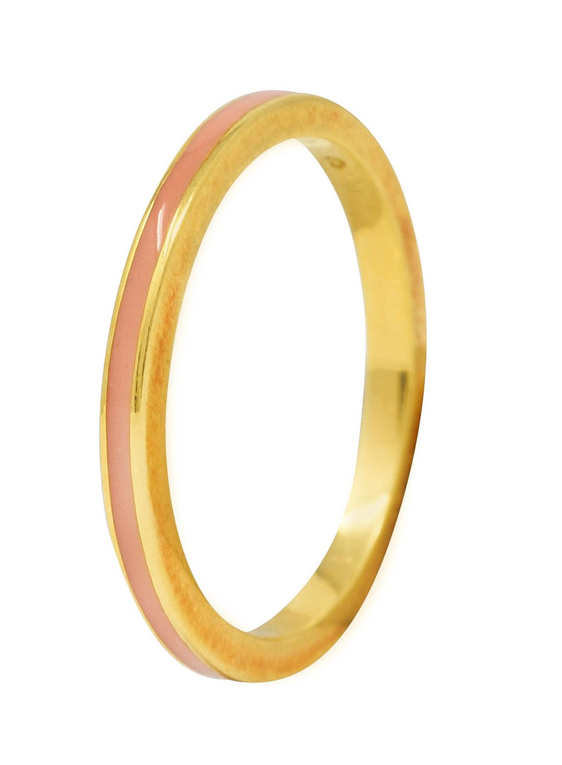 Hidalgo 1990's Vintage Peach Enamel 18 Karat Yellow Gold Eternity Band Ring