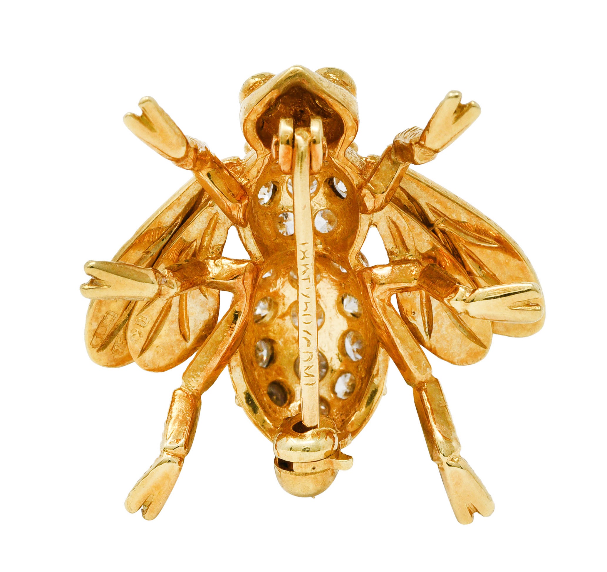 1980's Vintage 0.90 CTW Diamond 18 Karat Gold British Bee BroochBrooch - Wilson's Estate Jewelry