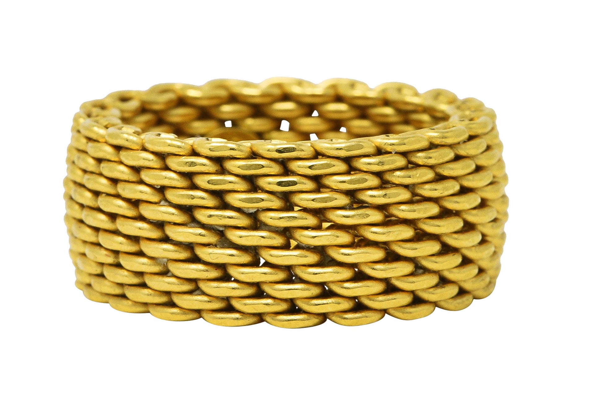 Tiffany & Co. Contemporary 18 Karat Yellow Gold Mesh Weave Somerset Band Ring Wilson's Estate Jewelry