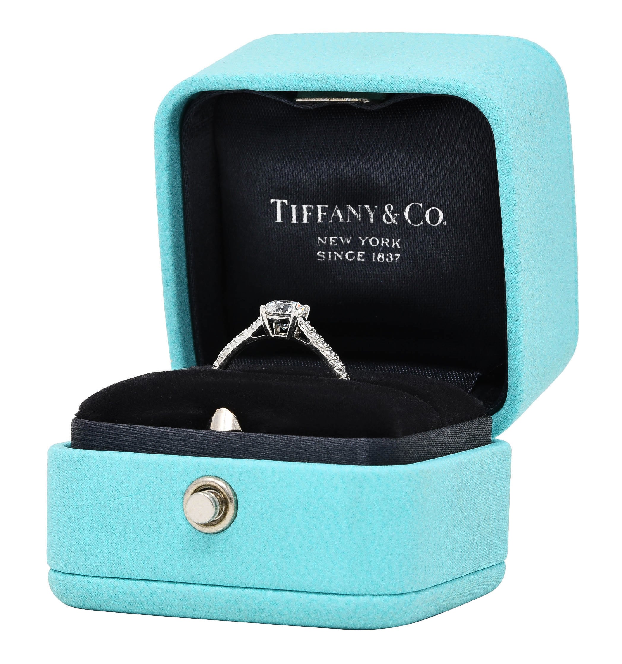 Tiffany & Co. Contemporary 0.90 CTW Diamond Platinum Pave Engagement Ring Wilson's Estate Jewelry