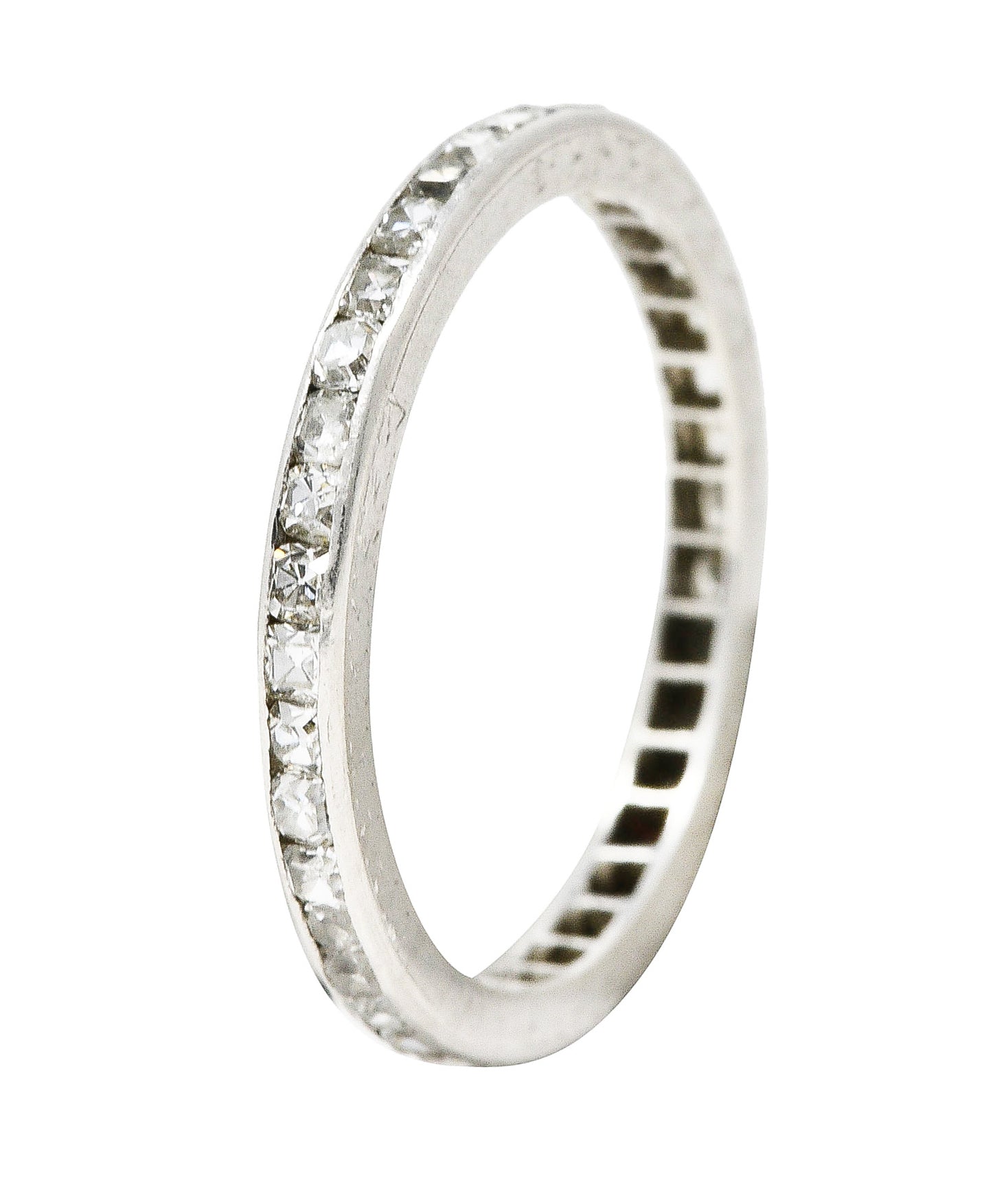 Art Deco Old Mine Cut 0.72 CTW Diamond Platinum Eternity Wedding Band Ring Wilson's Estate Jewelry