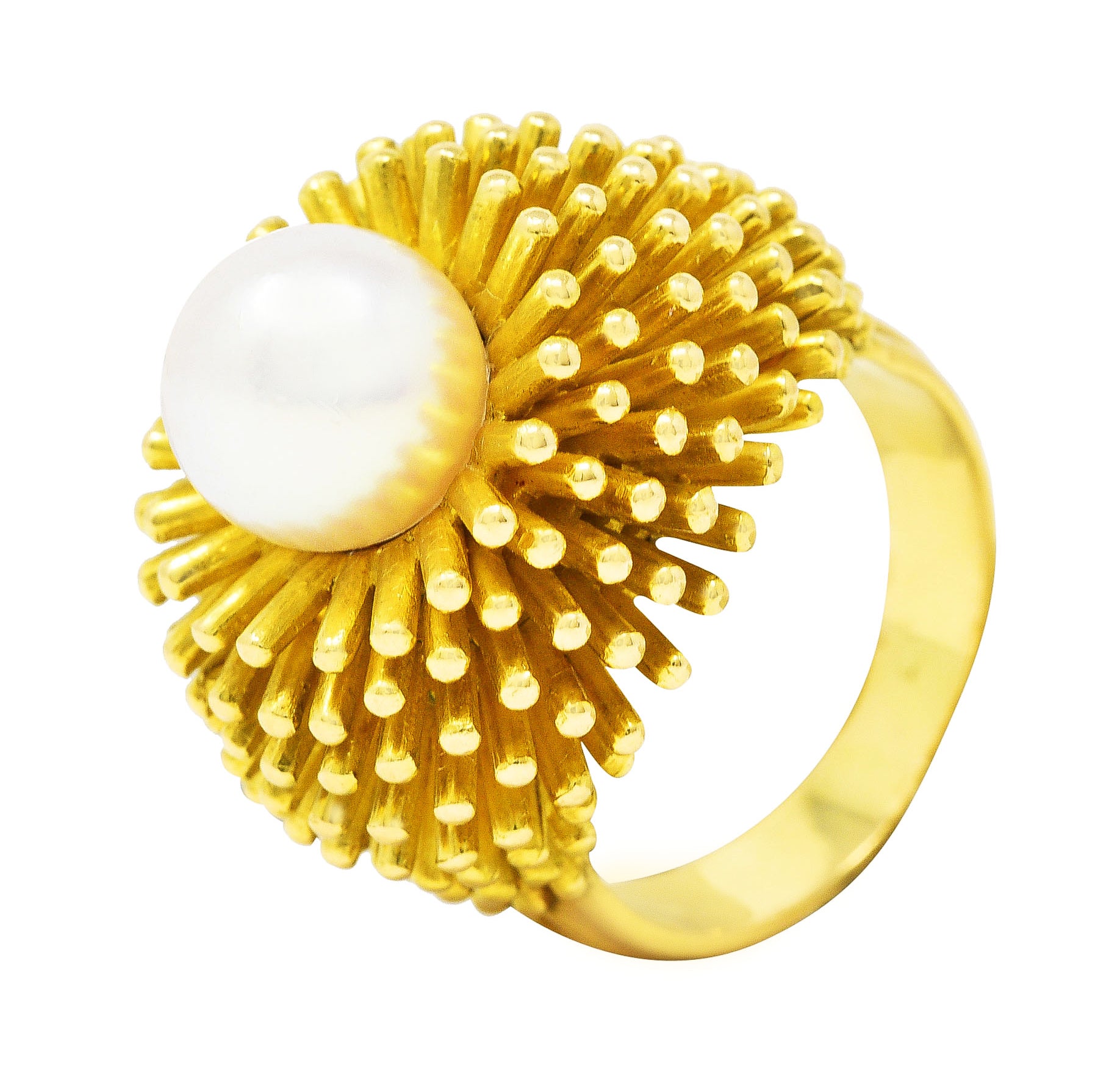 Cartier France 1960's Pearl 18 Karat Yellow Gold Organic Burst Vintage Ring Wilson's Estate Jewelry