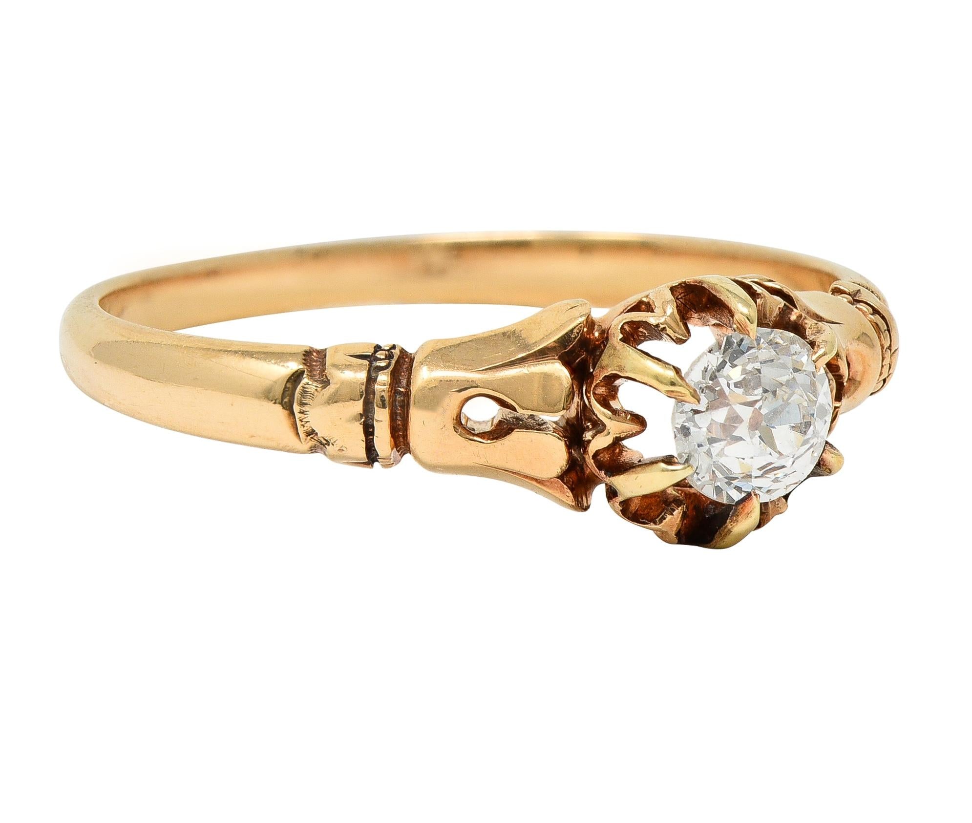 Victorian 0.30 CTW Old Mine Diamond 14 Karat Gold Antique Engagement Ring