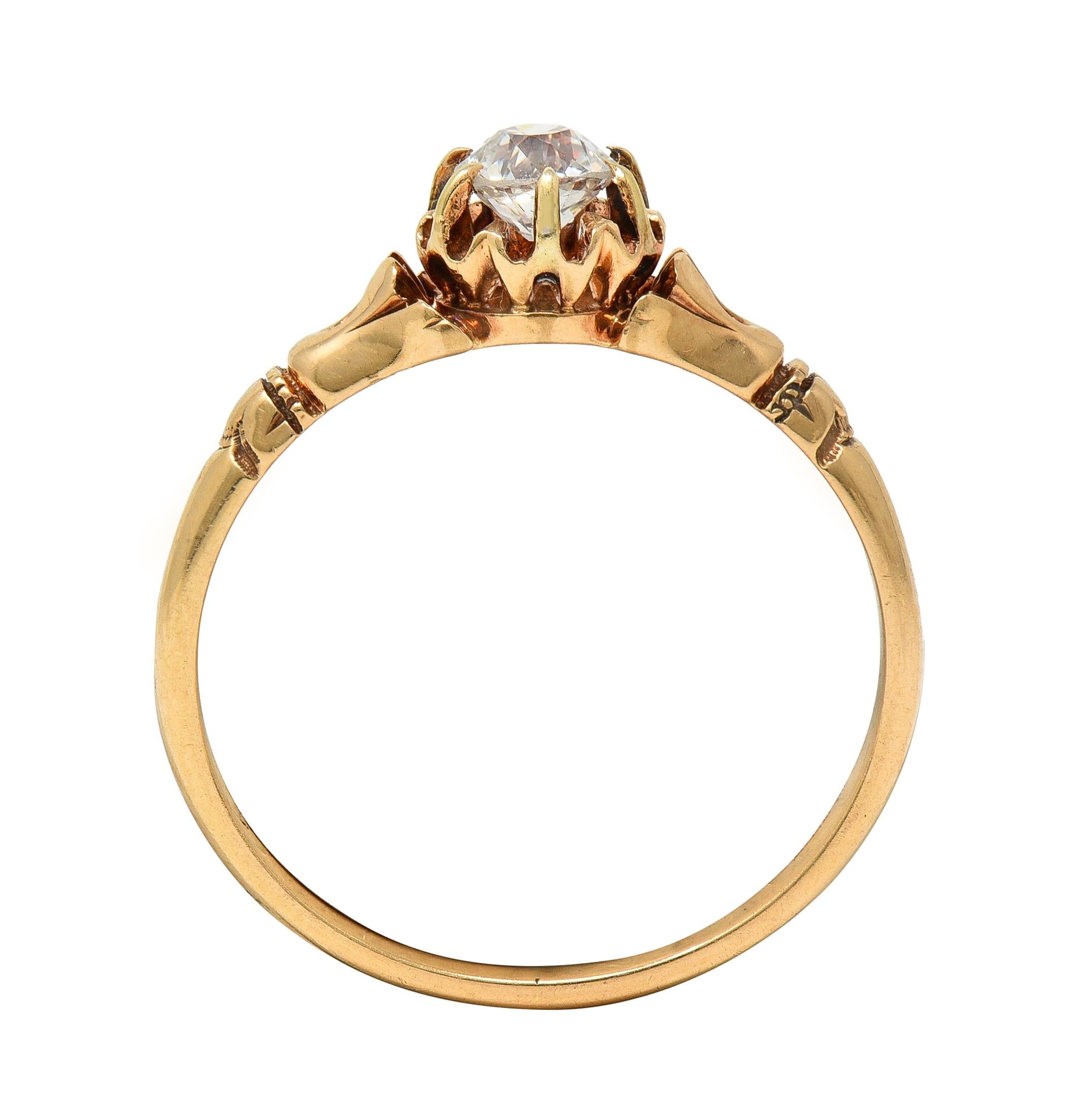 Victorian 0.30 CTW Old Mine Diamond 14 Karat Gold Antique Engagement Ring